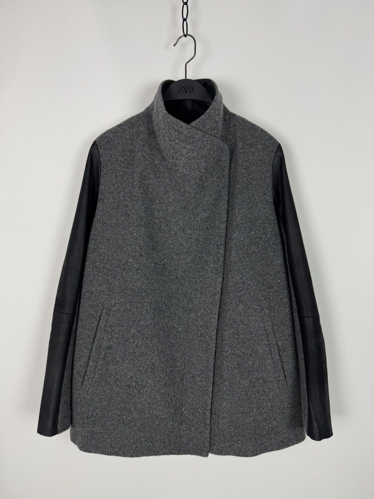 Theory Theory Naomo Leather Sleeve Felt Coat Jacket Size S / US 4 / IT 40 - 3 Thumbnail