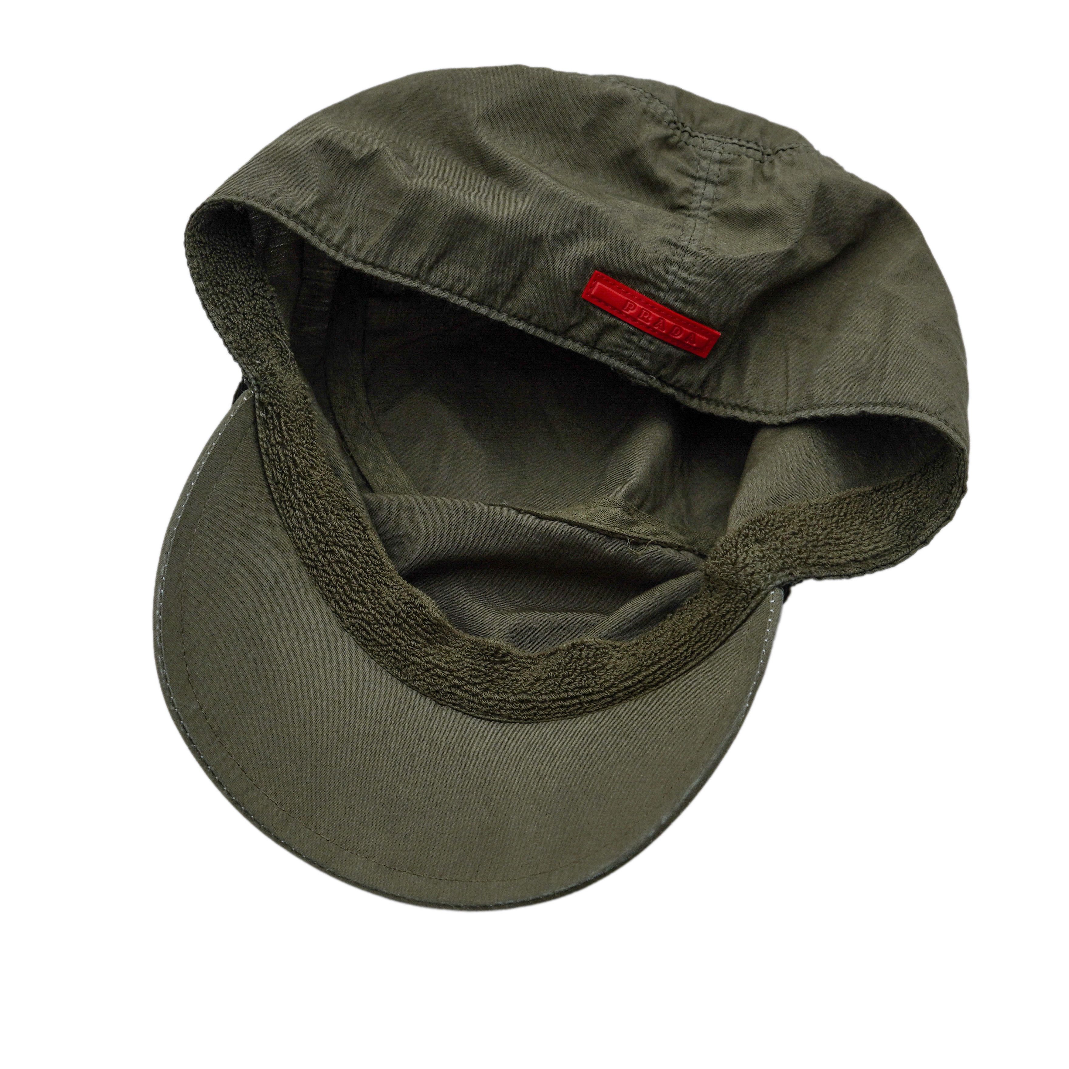 Prada Prada Linea Rossa Military Khaki Green Tab Logo Sport Cap Size ONE SIZE - 6 Thumbnail
