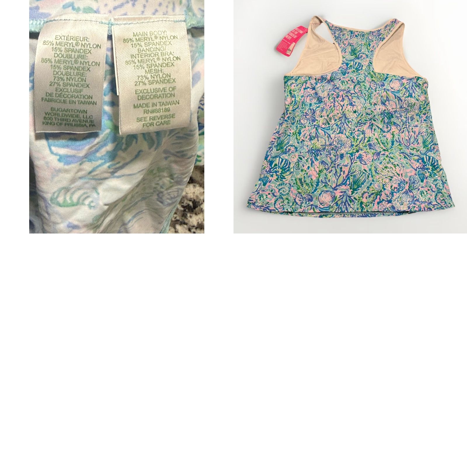 Lilly Pulitzer Lilly Pulitzer Tank Top Canna Bra Surf Blue XL UPF 50+ Multicolor Womens Sleeveless Activewear Shirt Size XL / US 12-14 / IT 48-50 - 8 Thumbnail