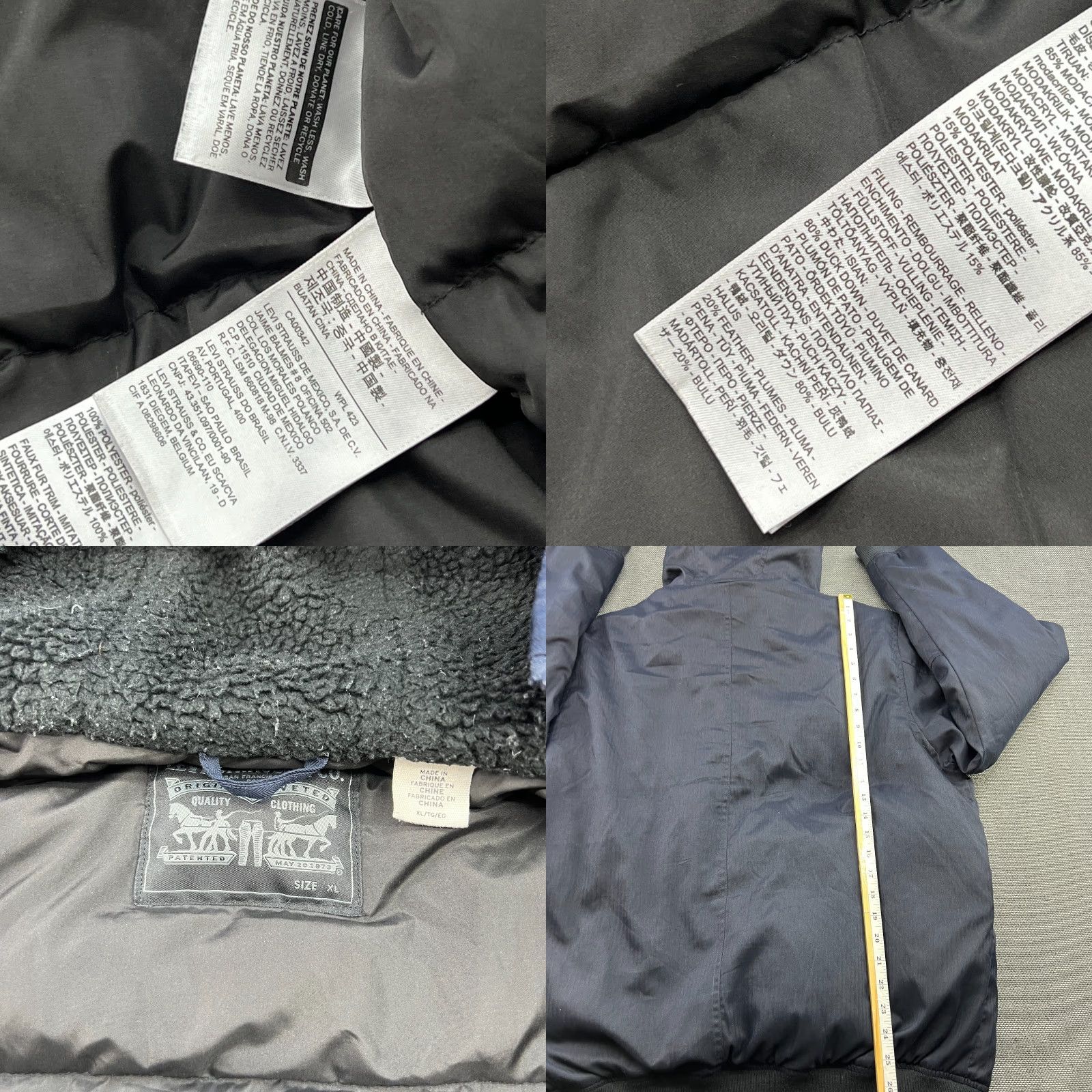 Levi's Levis Jacket Mens XL Black Goose Hooded Down Duck Puffer Full Zip Size US XL / EU 56 / 4 - 8 Thumbnail