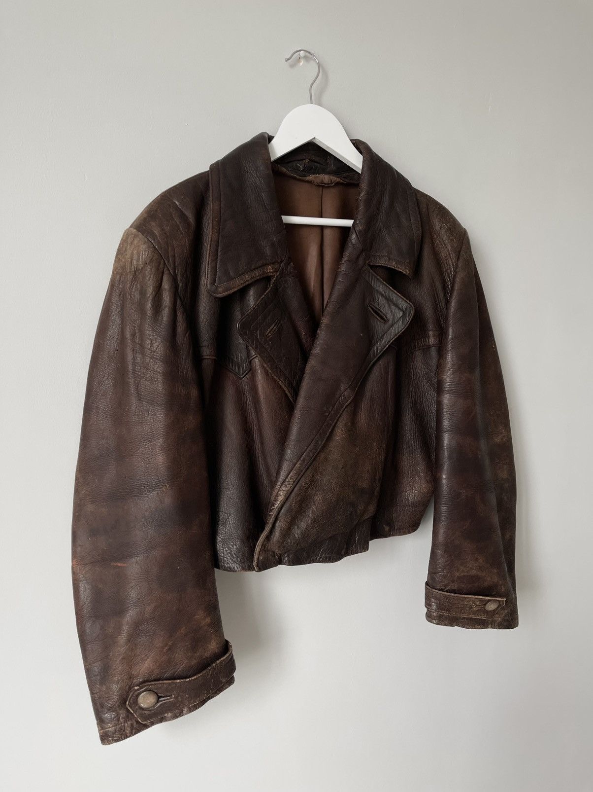 Vintage Vintage 1950's Germany Cowhide Leather Cropped Moto Jacket Size US L / EU 52-54 / 3 - 2 Thumbnail