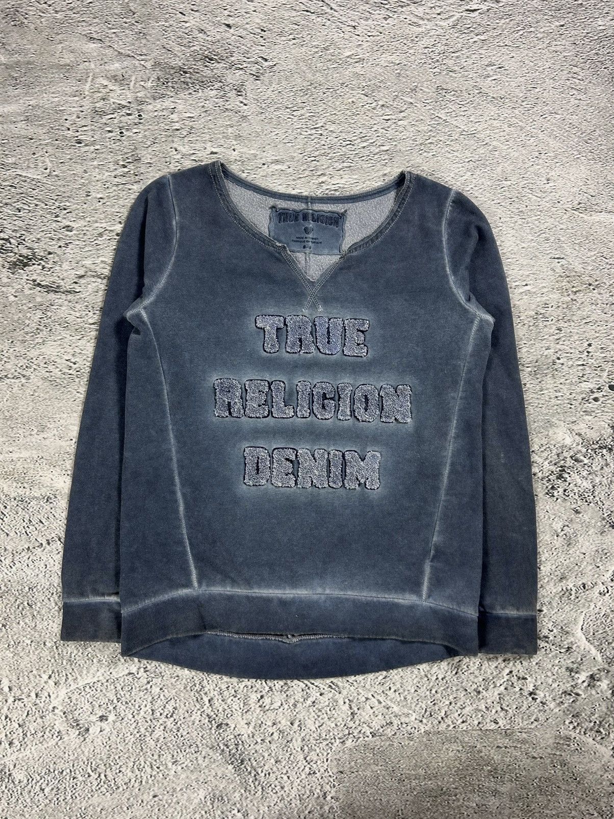 True Religion True Religion sweatshirt vintage big logo Y2K grey denim Size S / US 4 / IT 40 - 1 Thumbnail