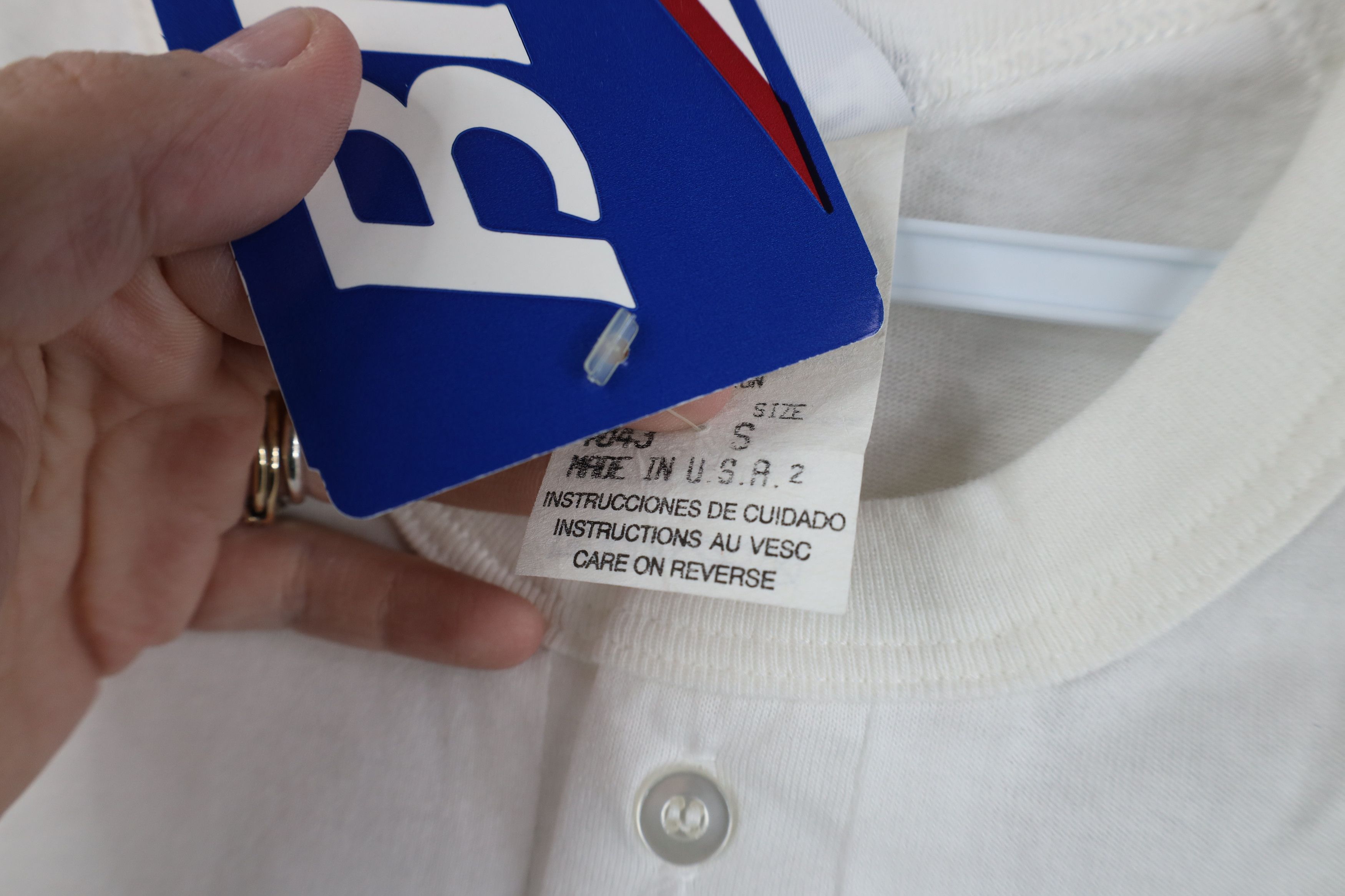 Vintage Deadstock Vintage 90s Bike Baseball Henley T-Shirt White USA Size US S / EU 44-46 / 1 - 11 Thumbnail
