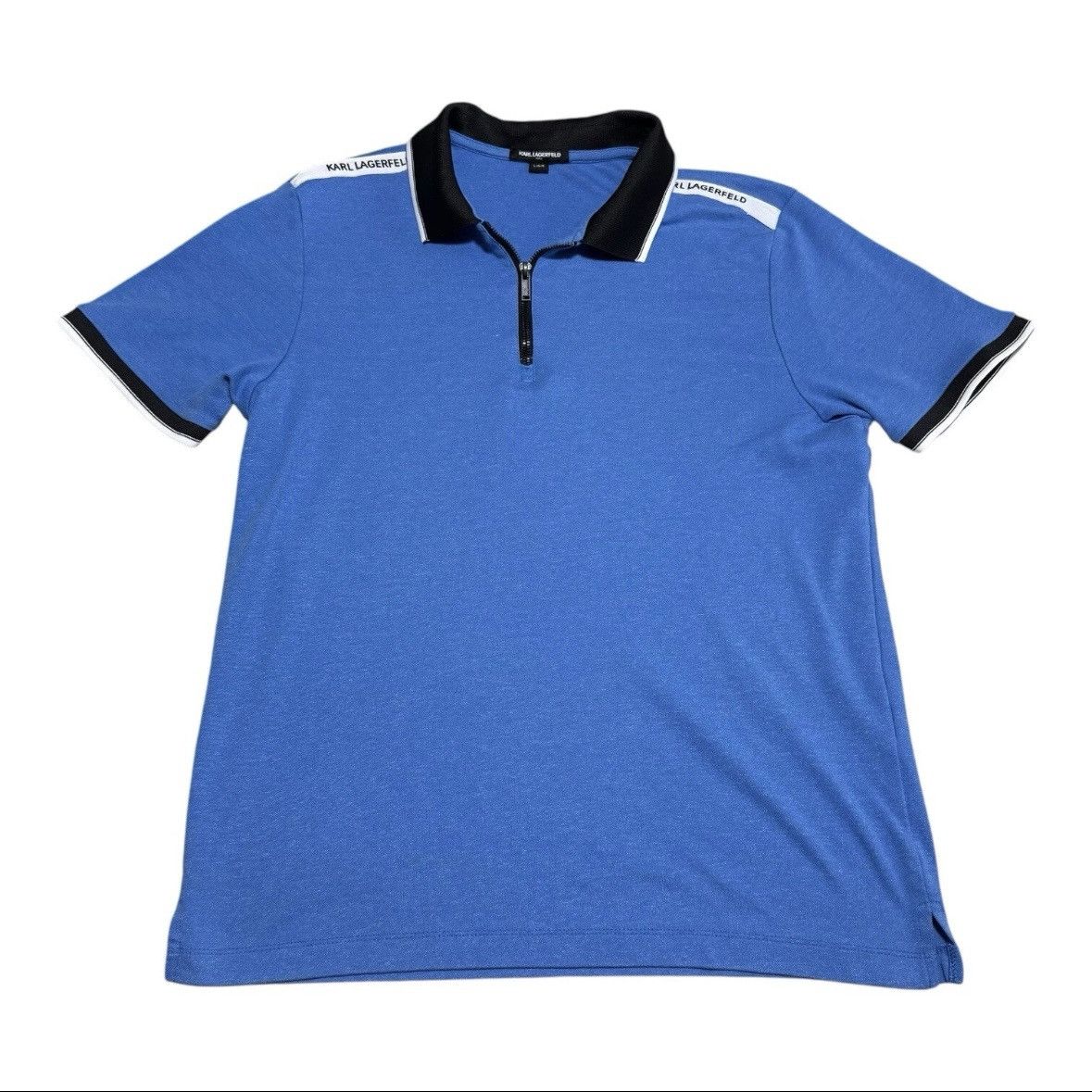 Karl Lagerfeld Karl Lagerfeld Paris Half Zip Polo Shirt Mens Large Blue Size US L / EU 52-54 / 3 - 1 Thumbnail