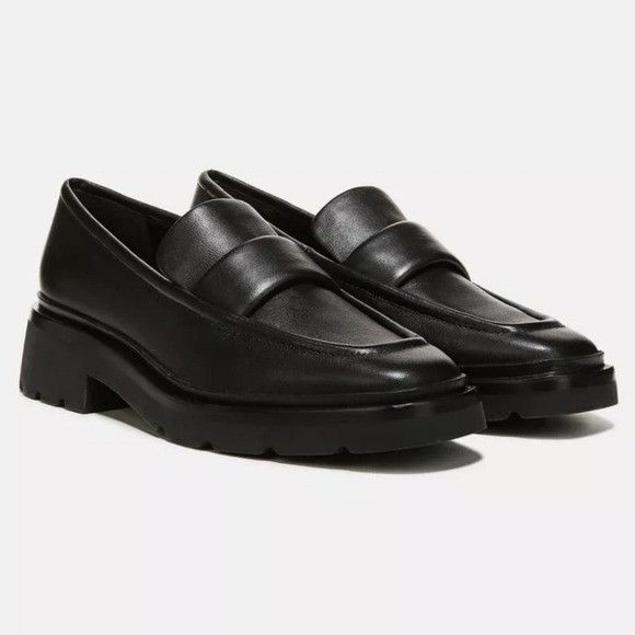 Vince Vince Robin Black Smooth Leather Chunky Heel Lug Sole Loafer Size US 9.5 / IT 39.5 - 9 Thumbnail