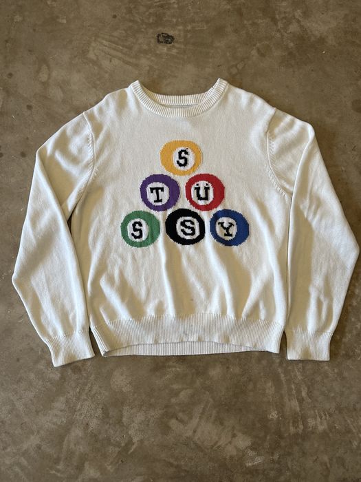 Stussy Stussy Billiard 8 Ball Sweater Cream Size Large | Grailed