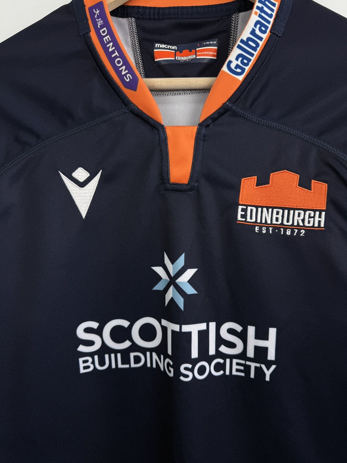Macron 🏴󠁧󠁢󠁳󠁣󠁴󠁿 Macron Edinburgh Rugby Jersey Scottish Building Society Size US L / EU 52-54 / 3 - 5 Thumbnail