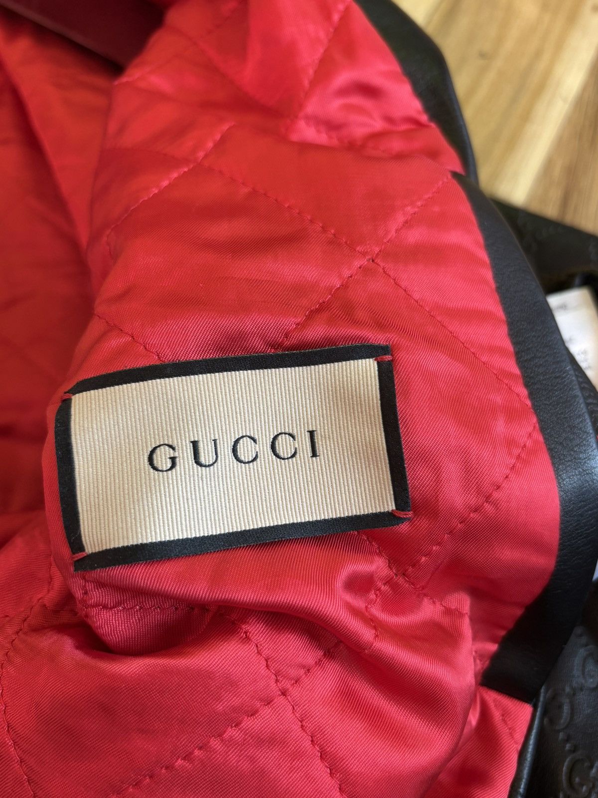 Gucci Gucci Leather Embossed Monogram Bomber Jacket Black Size 56 Size US XL / EU 56 / 4 - 4 Thumbnail