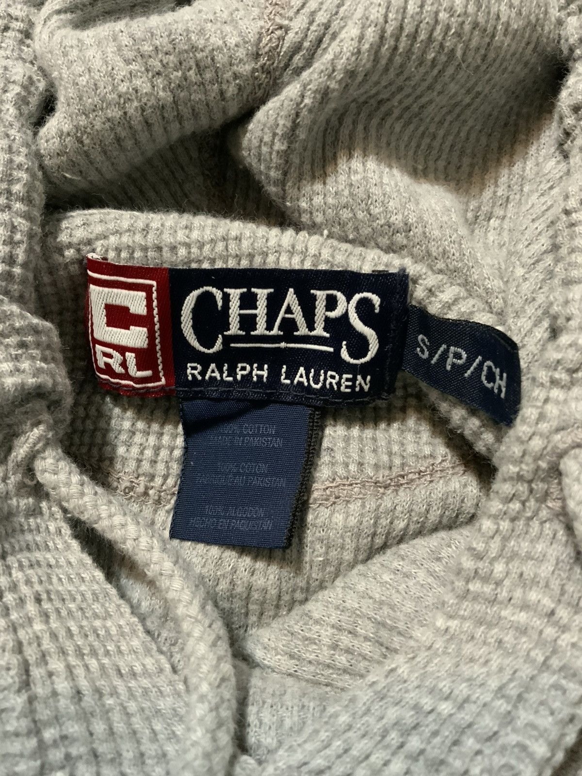 Chaps Ralph Lauren × Vintage Vintage Chaps Ralph Lauren Waffle Knit Thermal Gray Hoodie Size US S / EU 44-46 / 1 - 6 Thumbnail