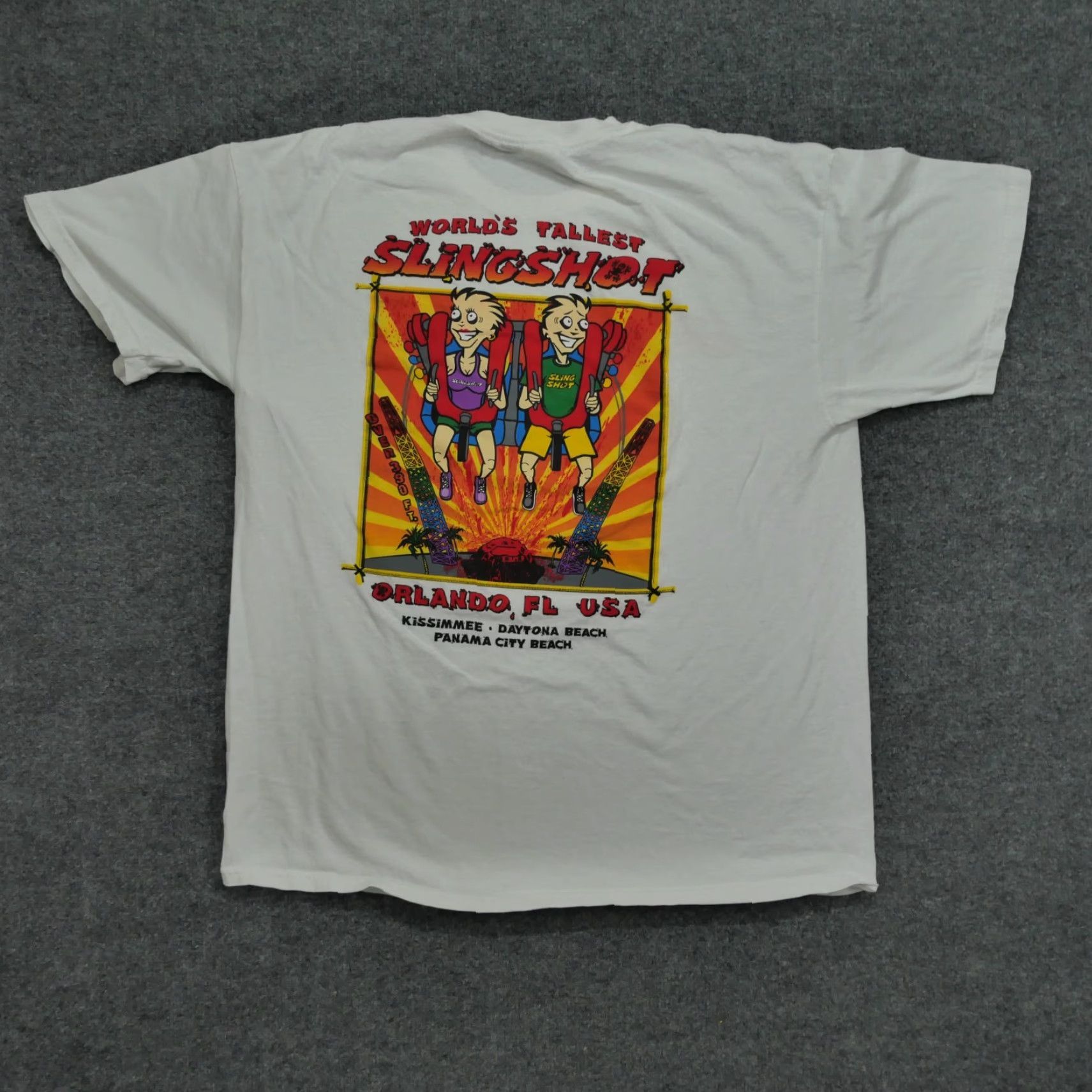 Vintage Sligshot T Shirt Adult XL White Roller Coaster Amusement Park Ride Theme Mens XL T-Shirt Crew Neck Short Sleeve Cotton PlayStation Graphic Solid 90s? Size US XL / EU 56 / 4 - 7 Thumbnail