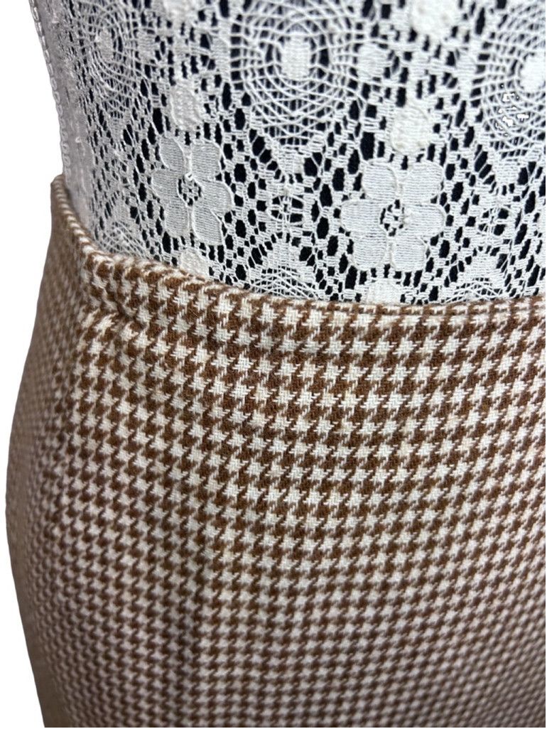 Other Vintage 80s above knee plaid, kilt Skirt, M, Brown and White Size 32" / US 10 / IT 46 - 5 Thumbnail