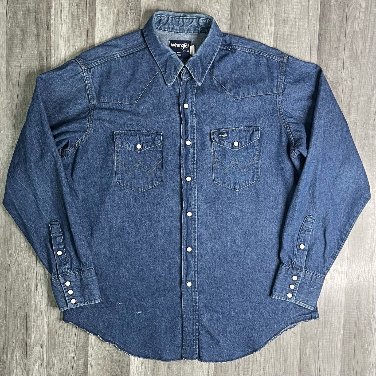 Vintage Vintage Wrangler Pearl Snap Denim Jean Western Shirt Cowboy ...