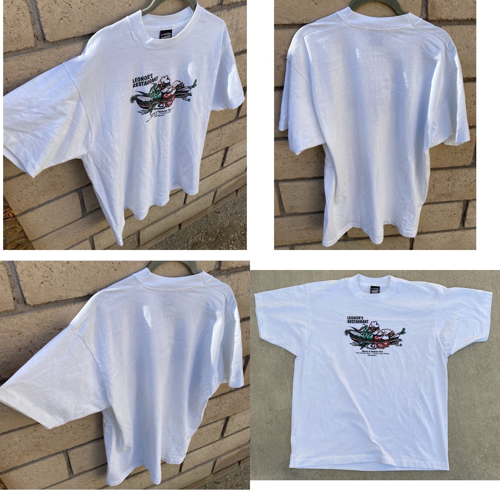 Vintage VINTAGE Hollywood T-Shirt North Hollywood Leonore’s Restaurant Mexican Vegetarian White XS? XL Size US XL / EU 56 / 4 - 9 Thumbnail