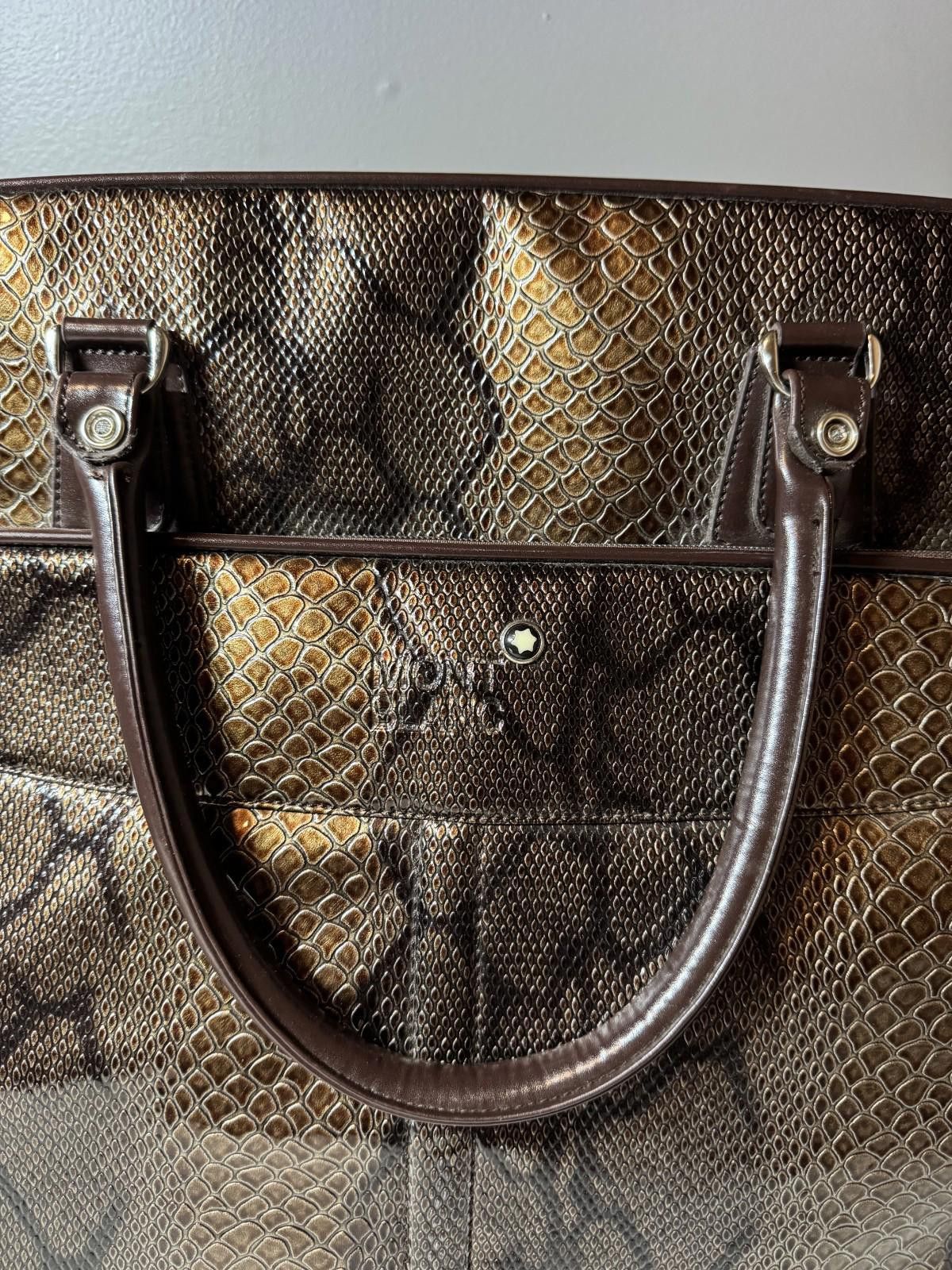 Montblanc Vintage Montblanc Brown Leather Trolley Suitcase with Wheels Size ONE SIZE - 4 Thumbnail