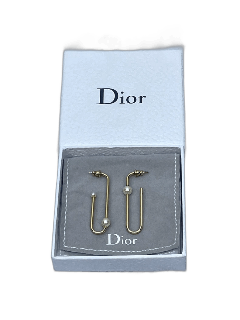 Dior Dior Pearl Paperclip Stud Earrings Size ONE SIZE - 1 Thumbnail