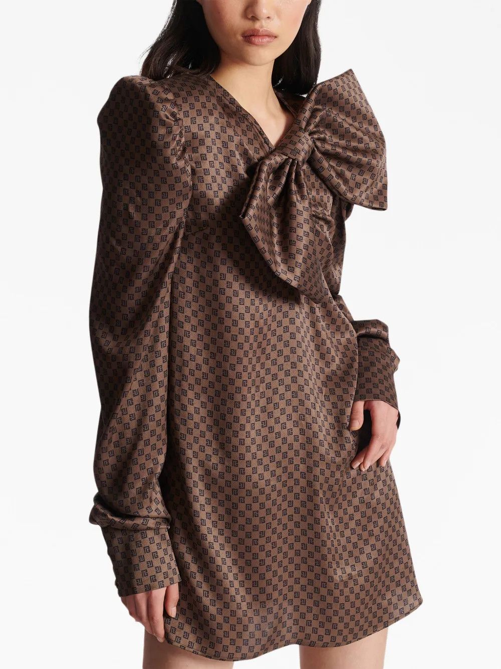 Balmain o1y0525 Mini Dress in Dark Brown Size M / US 6-8 / IT 42-44 - 2 Thumbnail