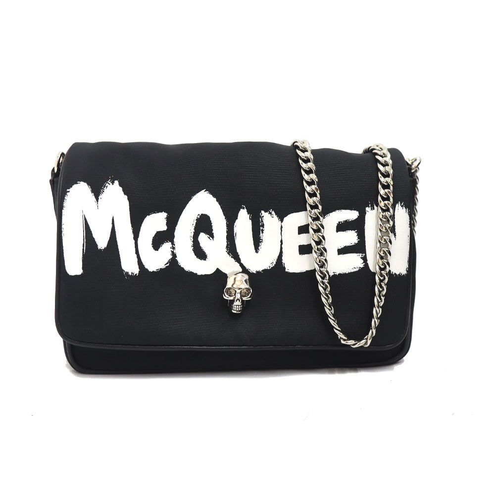 Alexander McQueen ALEXANDER MCQUEEN Skull Black nylon Graffiti logo bag Size ONE SIZE - 1 Thumbnail