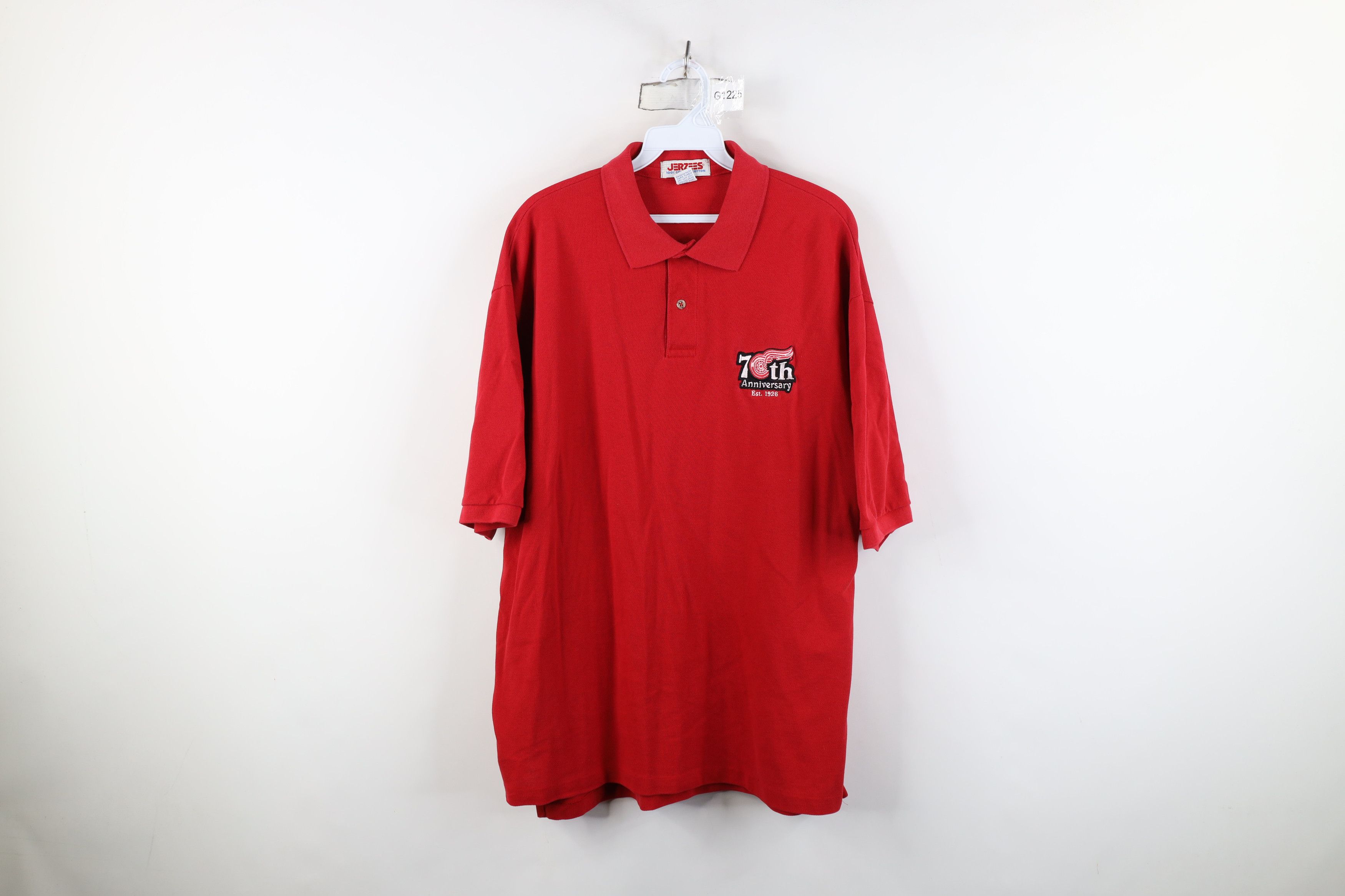 Vintage Vintage 90s Anniversary Red Wings Hockey Polo Red USA Size US XL / EU 56 / 4 - 1 Thumbnail