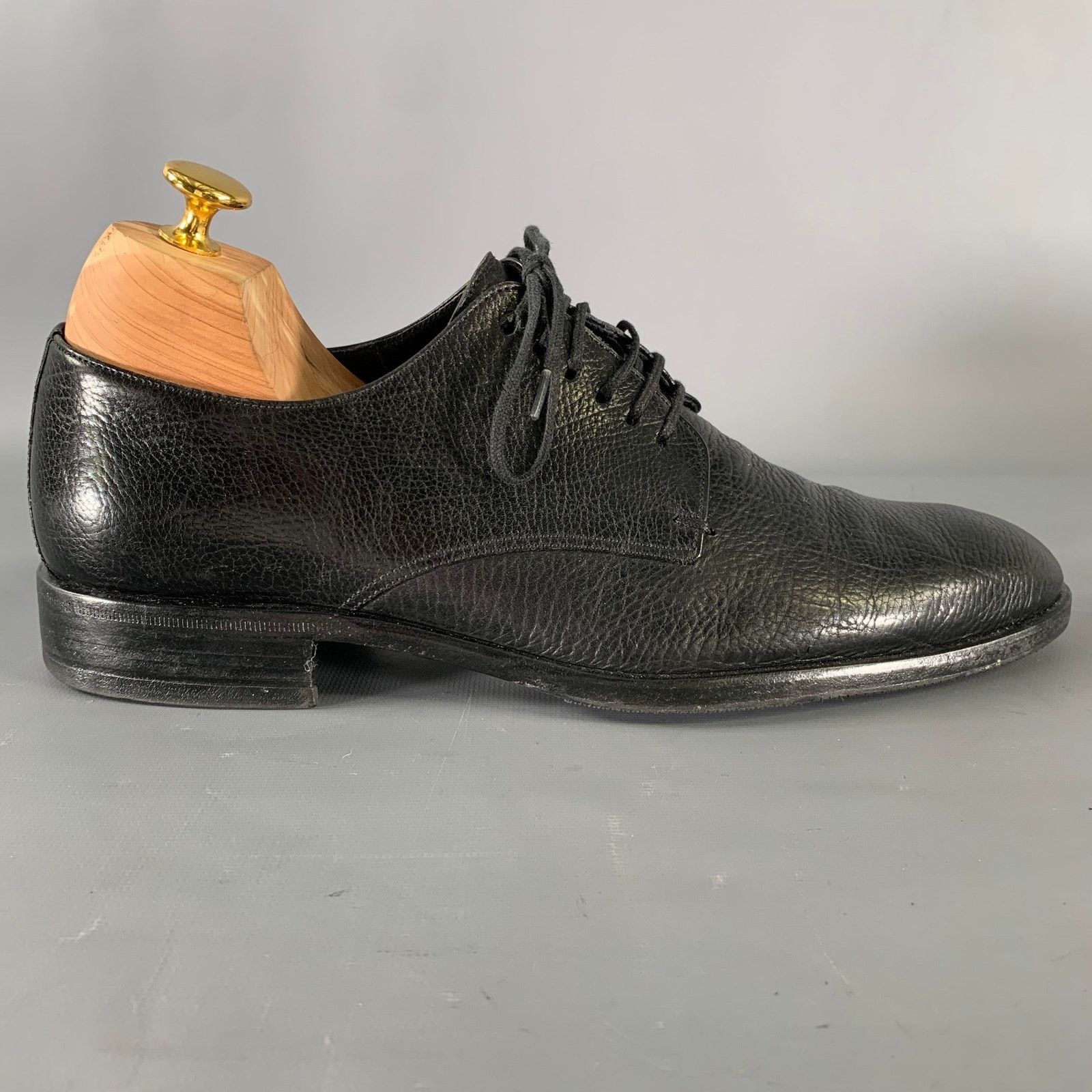 Giorgio Armani GIORGIO ARMANI 9.5 Black Leather Round Toe Lace Up Shoes Size US 9.5 / EU 42-43 - 2 Thumbnail