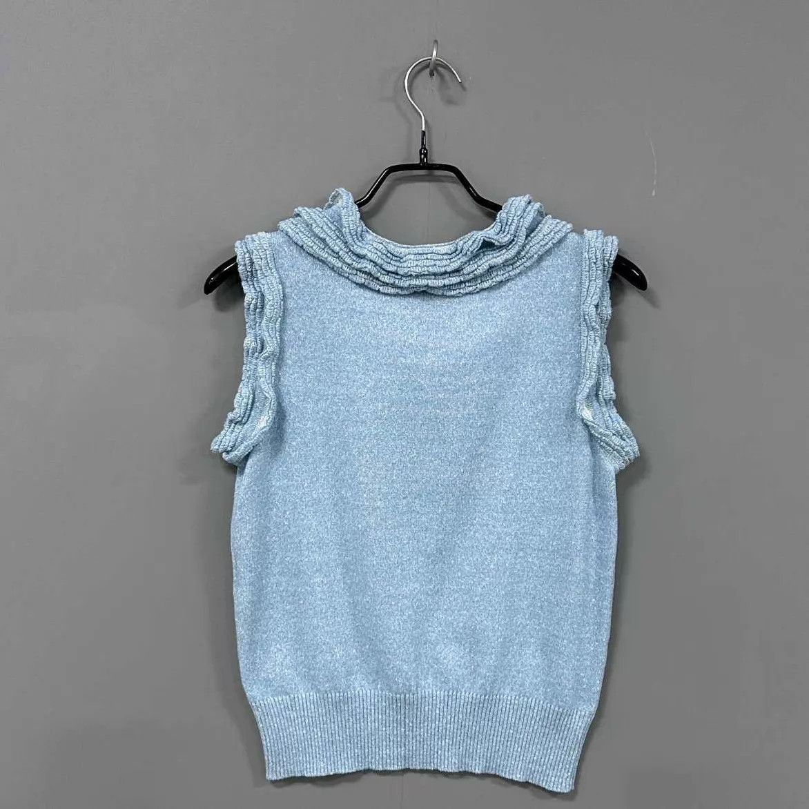 Chanel Chanel Blue Ruffled Collar Knit Sleeveless Top Size XS / US 0-2 / IT 36-38 - 3 Thumbnail