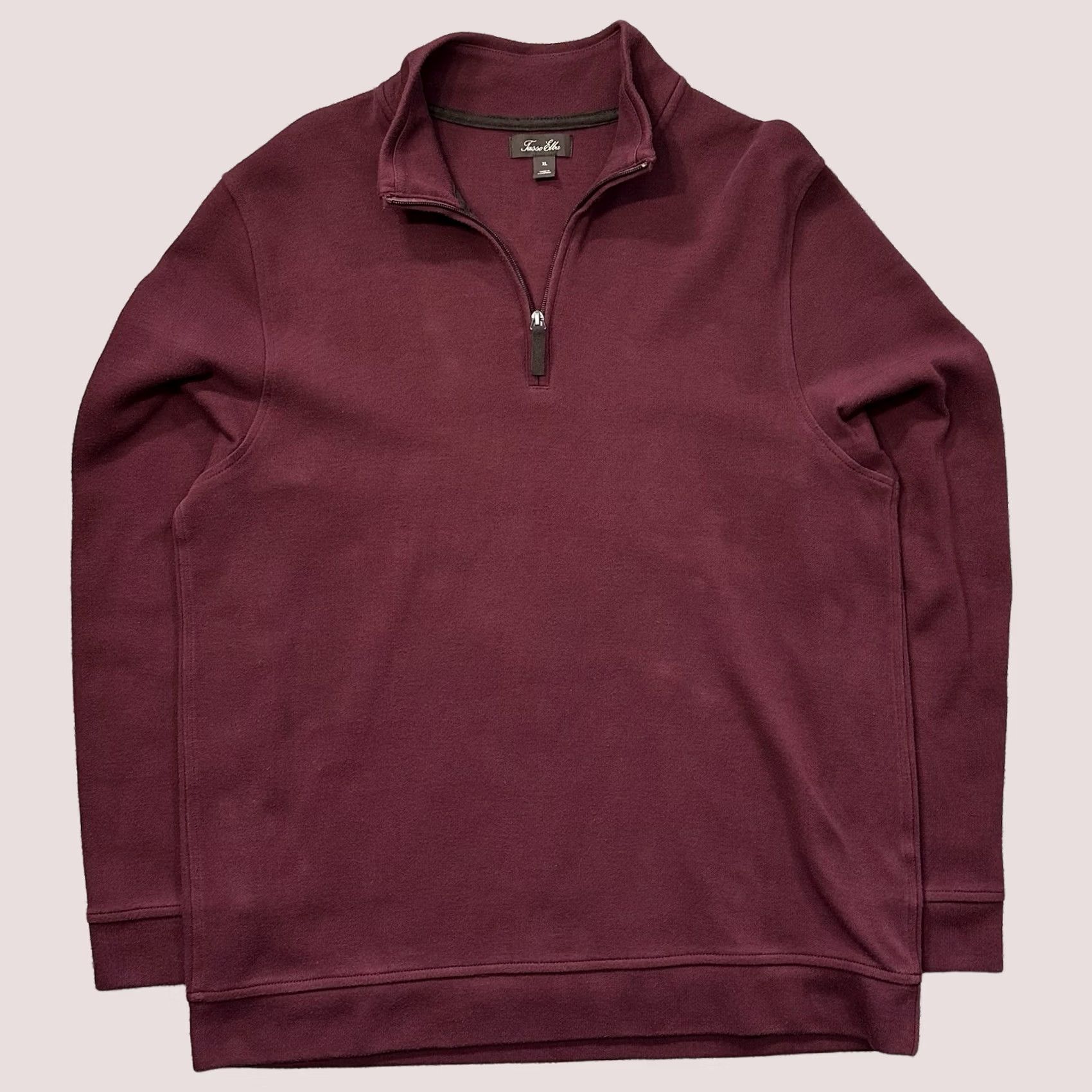 Tasso Elba Tasso Elba Mens XL Quarter Zip Pullover Mock Neck Cotton Polyester Maroon Red Sweater Size US XL / EU 56 / 4 - 1 Thumbnail