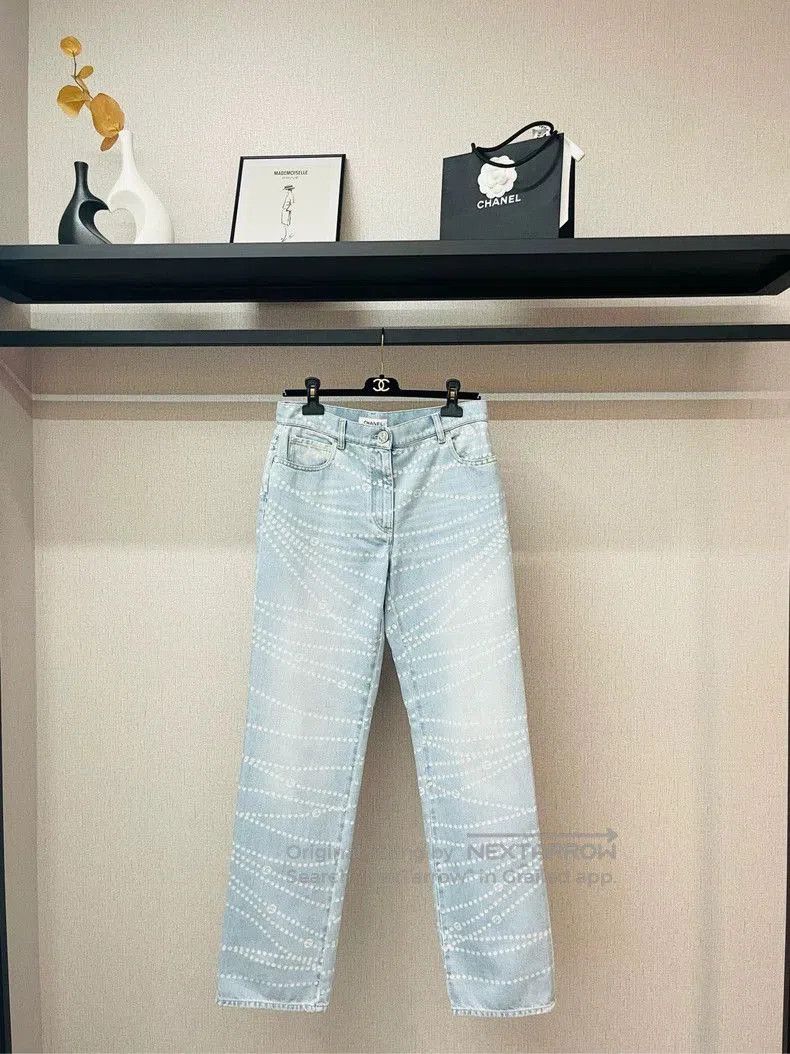 Chanel Light Blue Pearl Jeans for Sale.