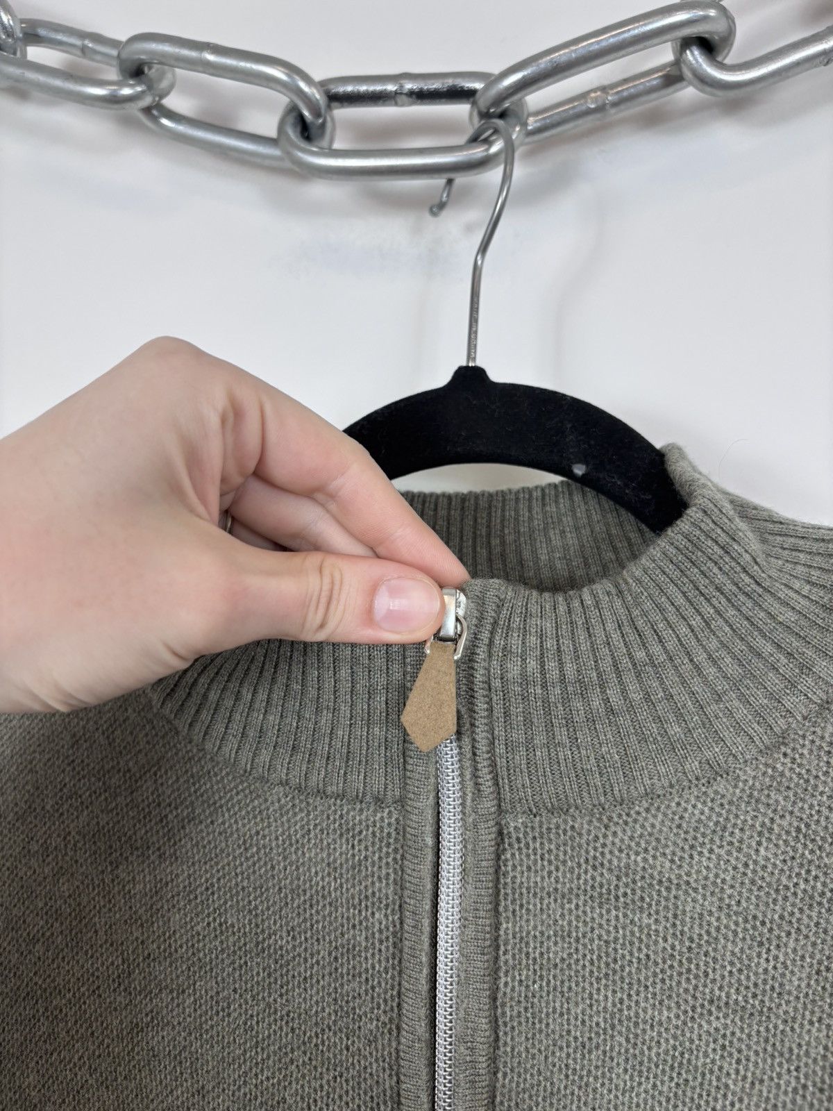 Strenstroms Stenstroms Men’s Khaki Classic Wool Knit 1/4 Zip Sweater Size US S / EU 44-46 / 1 - 5 Thumbnail