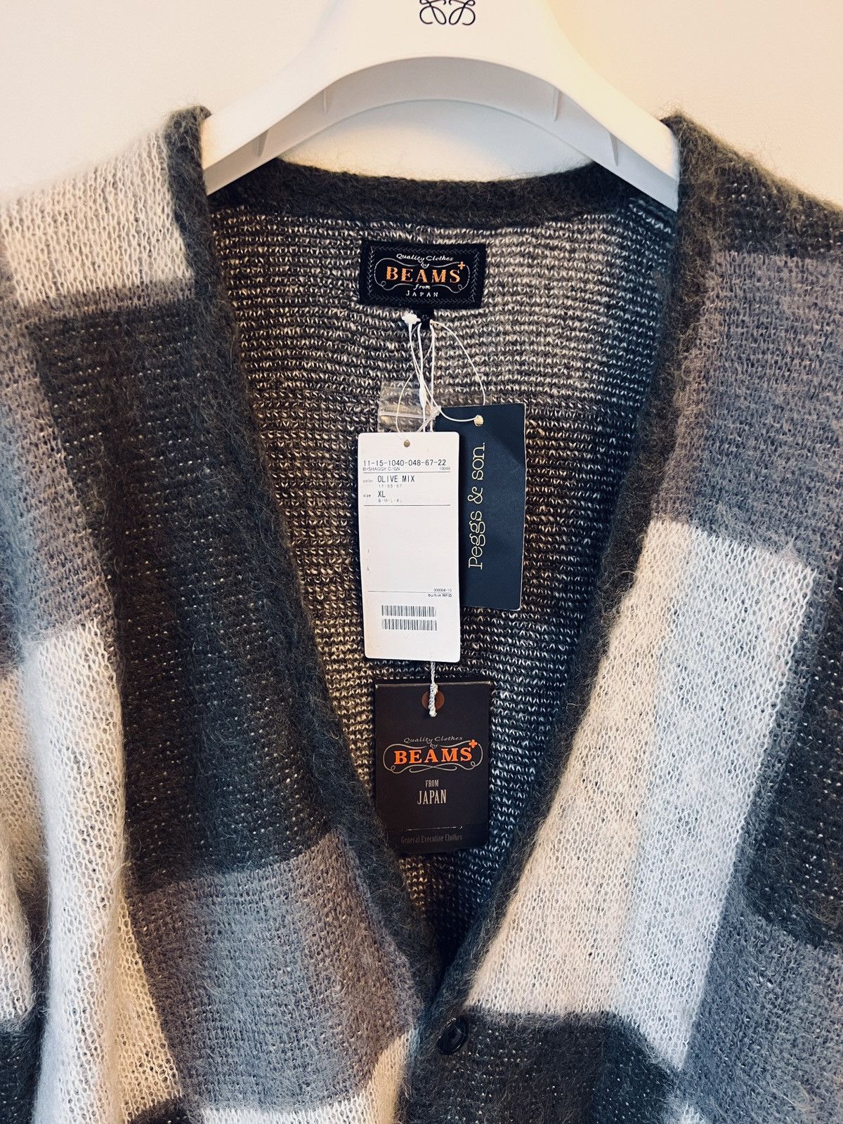 image of Beams Plus Shaggy Cardigan. Size Xl. . Rrp $399.00 in Grey, Men's