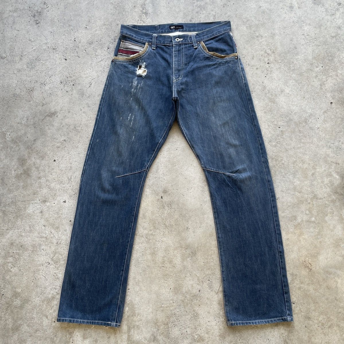 Japanese Brand × Jean × Vintage Vintage Concave Attempt Rare Designs Denim Pants Jeans W33 Size US 33 - 2 Thumbnail
