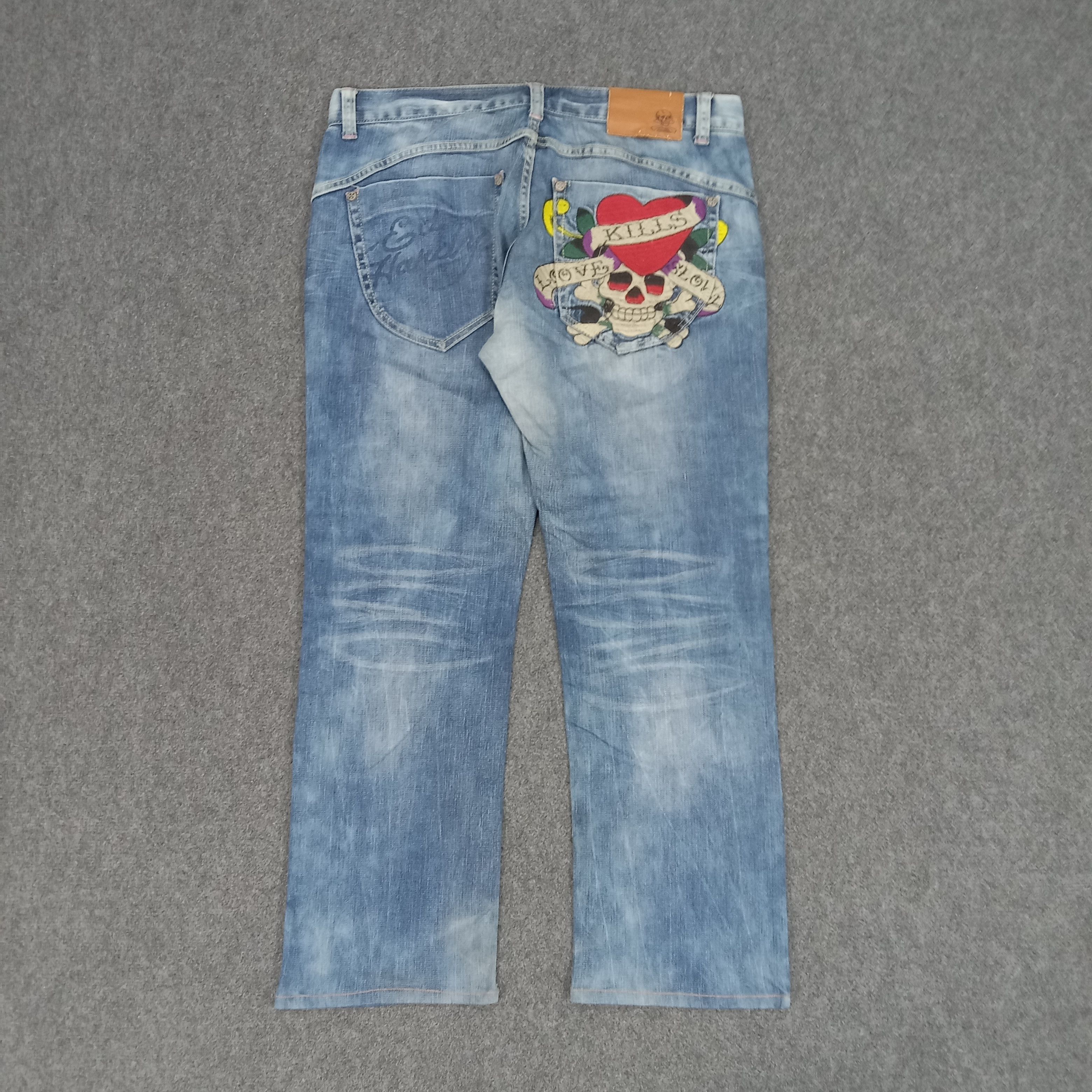 Christian Audigier × Ed Hardy × Vintage Ed Hardy by Christian Audiger Embroidery Logo Jeans Size US 35 - 1 Thumbnail