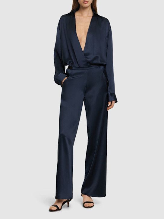 Christopher Esber o1mle1224 Silk Bias Trouser in Navy Size 32" / US 10 / IT 46 - 2 Thumbnail