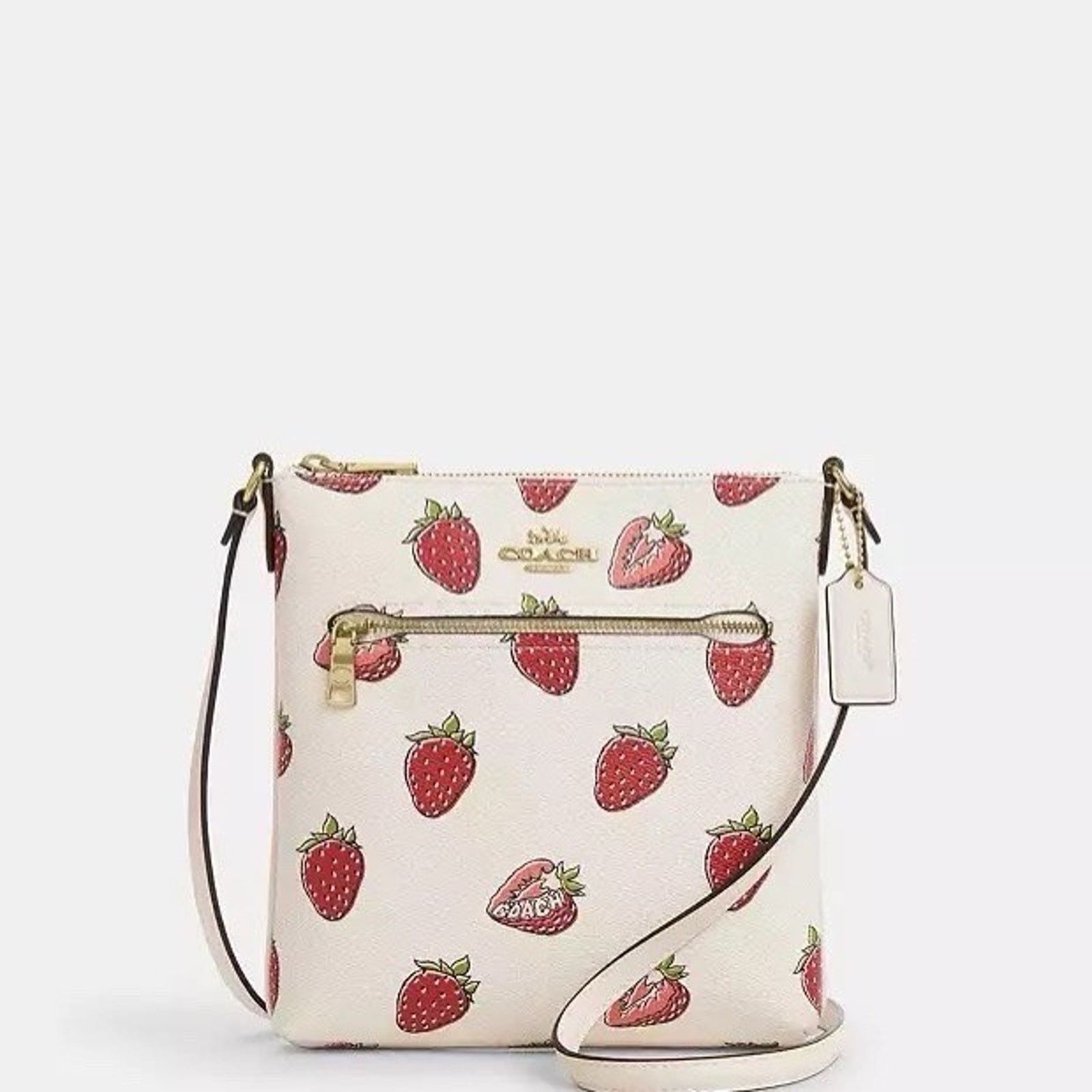 Coach NWT Coach Mini Rowan File Bag Strawberry CAQ09 Gold/Chalk Size ONE SIZE - 6 Thumbnail