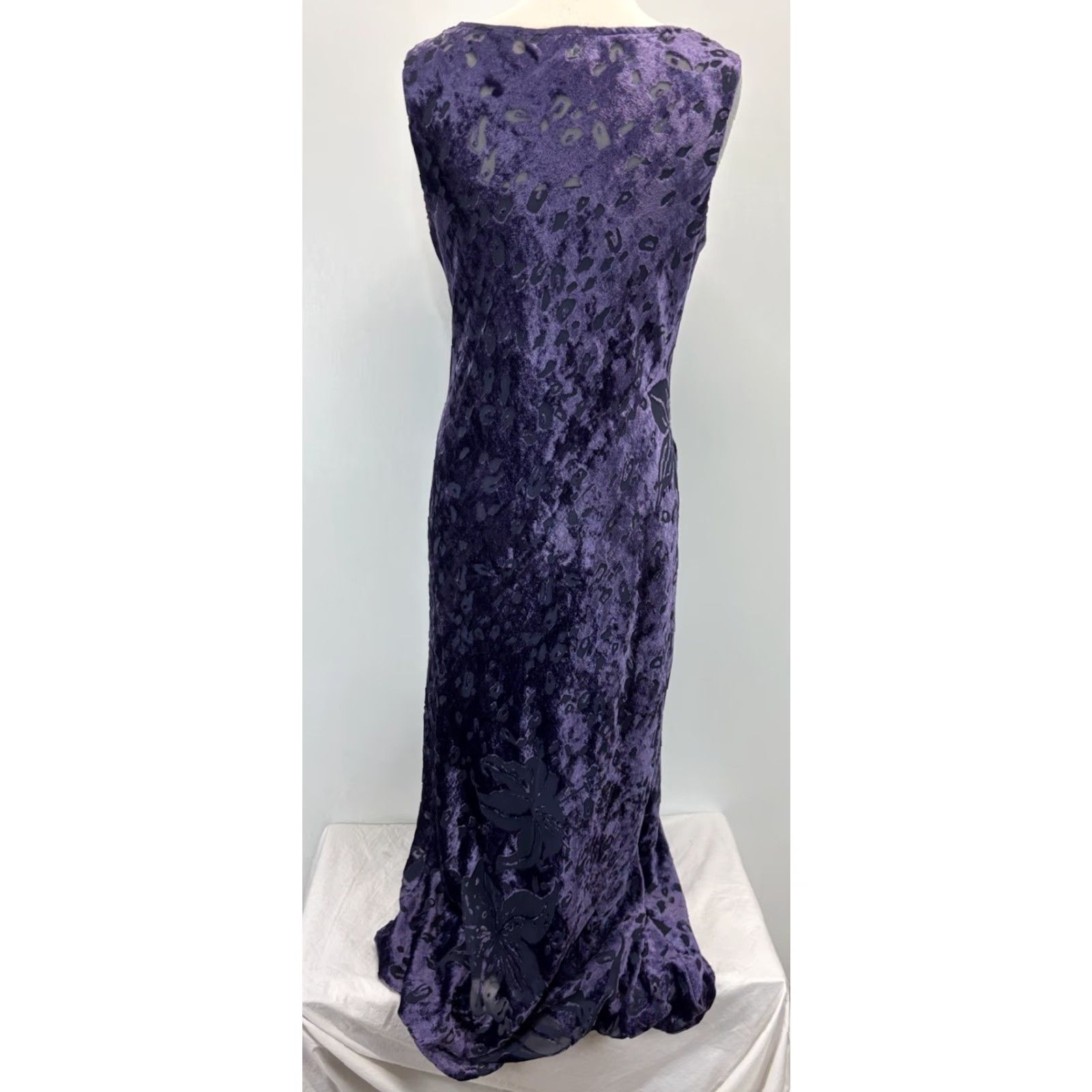 Vintage VINTAGE Carole Little Velvet Burnout Maxi Dress Women's 12 Purple Goth Y2K Made in USA Womens Size XL / US 12-14 / IT 48-50 - 3 Thumbnail