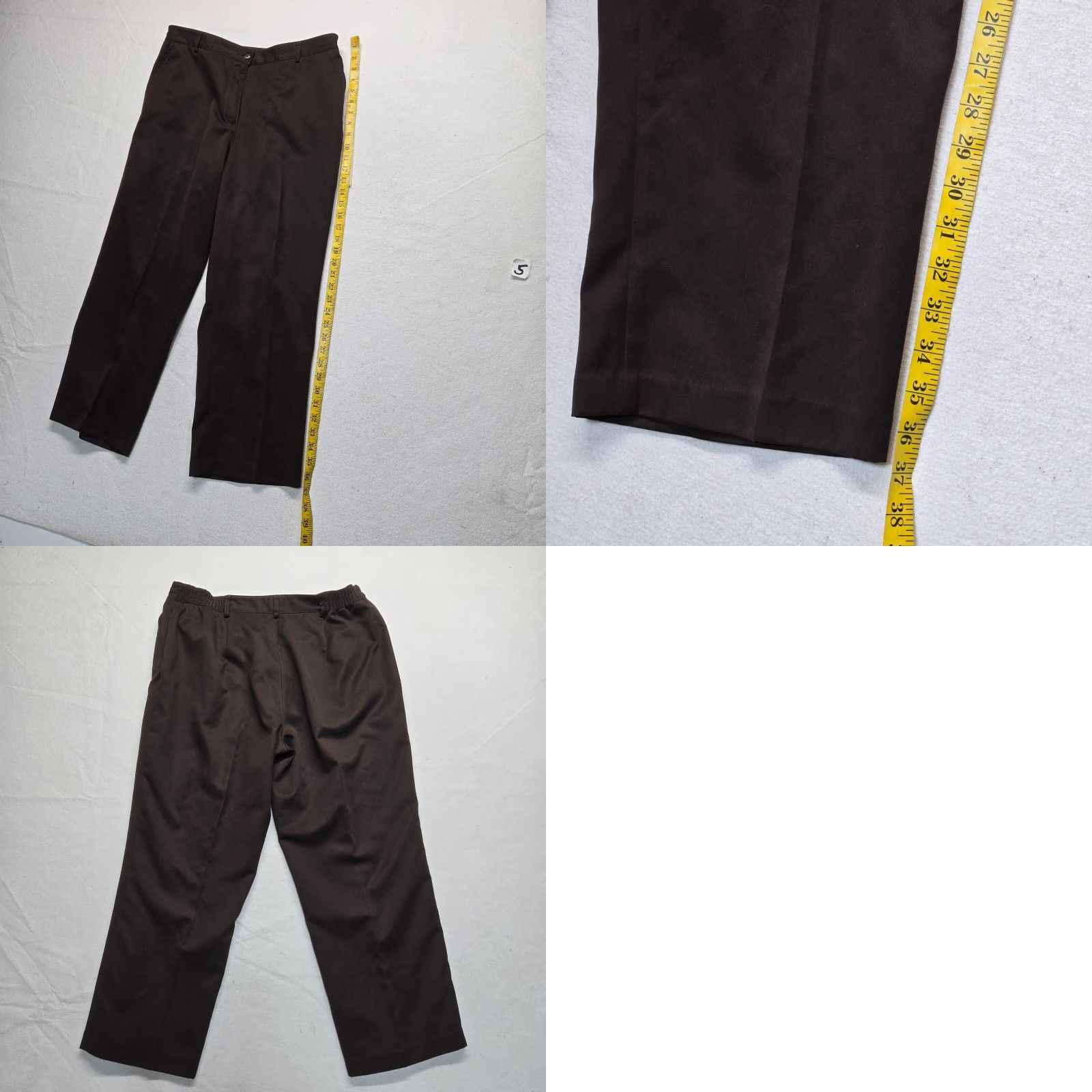 Vintage Alia Pull On Elastic Waist Brown Pants Women 14P Petite High Rise Size 36" / US 14 / IT 50 - 8 Thumbnail