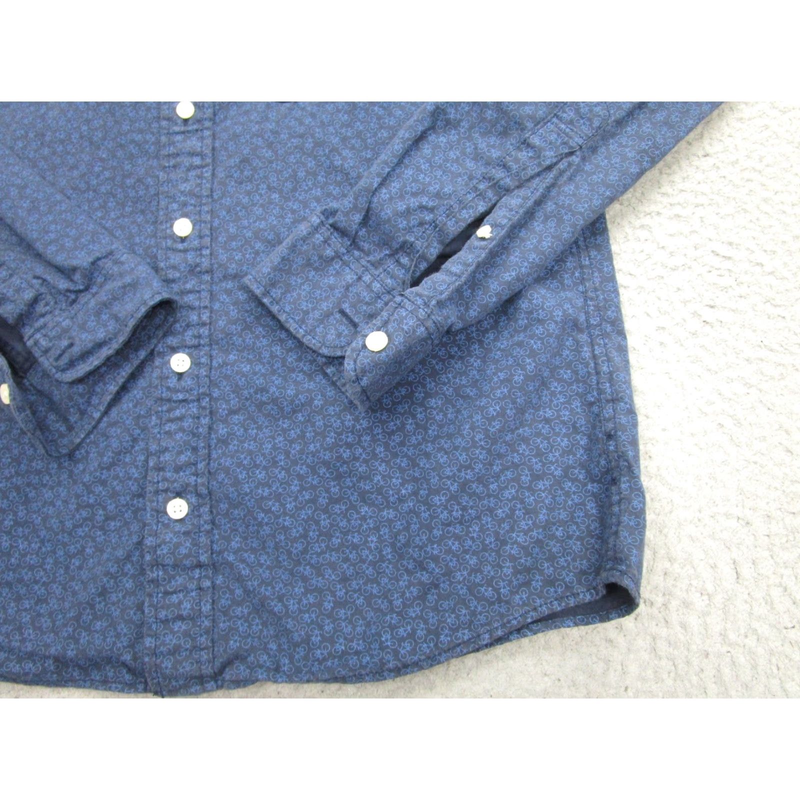 Abercrombie & Fitch Abercrombie & Fitch Shirt Mens XL Button-Down Bicycle Print Muscle Fit Casual Blue Size US XL / EU 56 / 4 - 5 Thumbnail