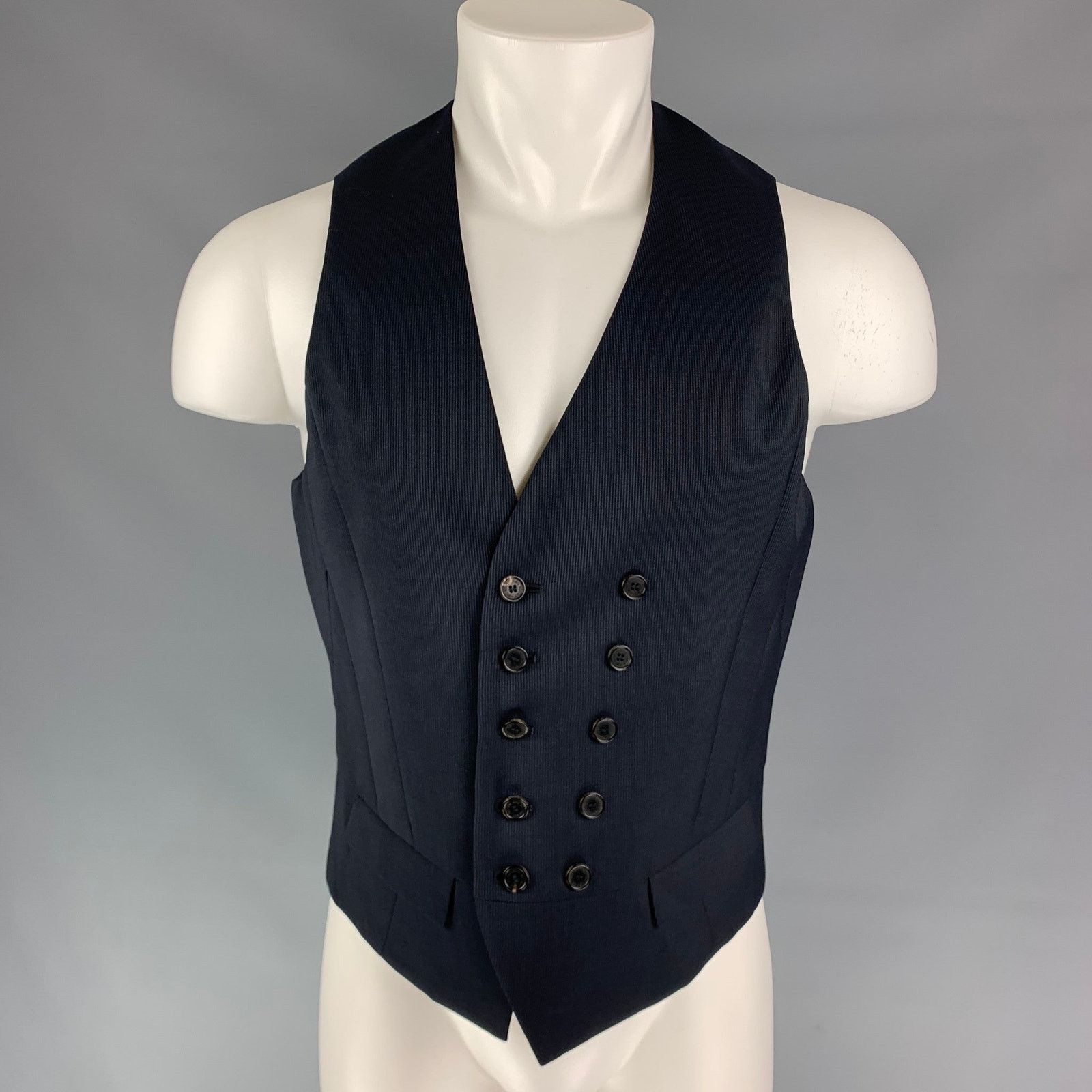 Neil Barrett Size 38 Black Pinstripe Wool Double Breasted Vest Size 38R - 1 Thumbnail