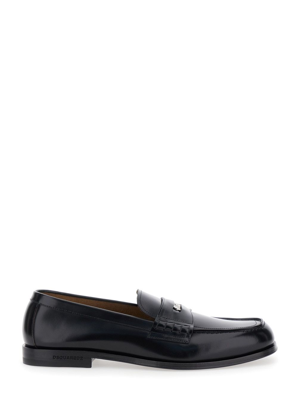 Dsquared2 Black Loafers With Logo Plaque On The Front And Logo Lettering On The Heel Shoes In Leather Man (Size 10)