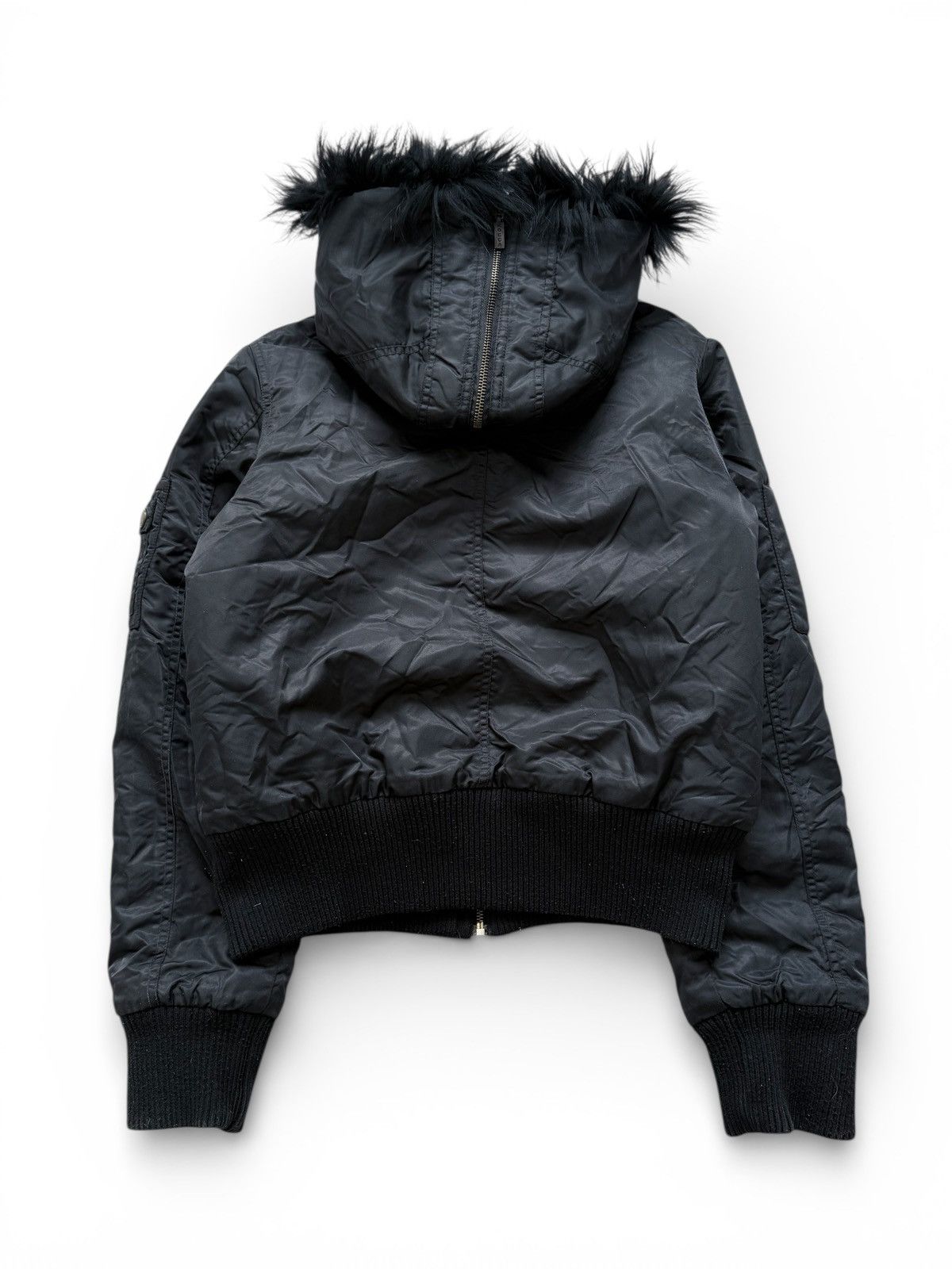 Le Grande Bleu (L.G.B.) Avant Garde Hysteric Glamour Style Fur Hood Bomber Jacket Size US S / EU 44-46 / 1 - 6 Thumbnail