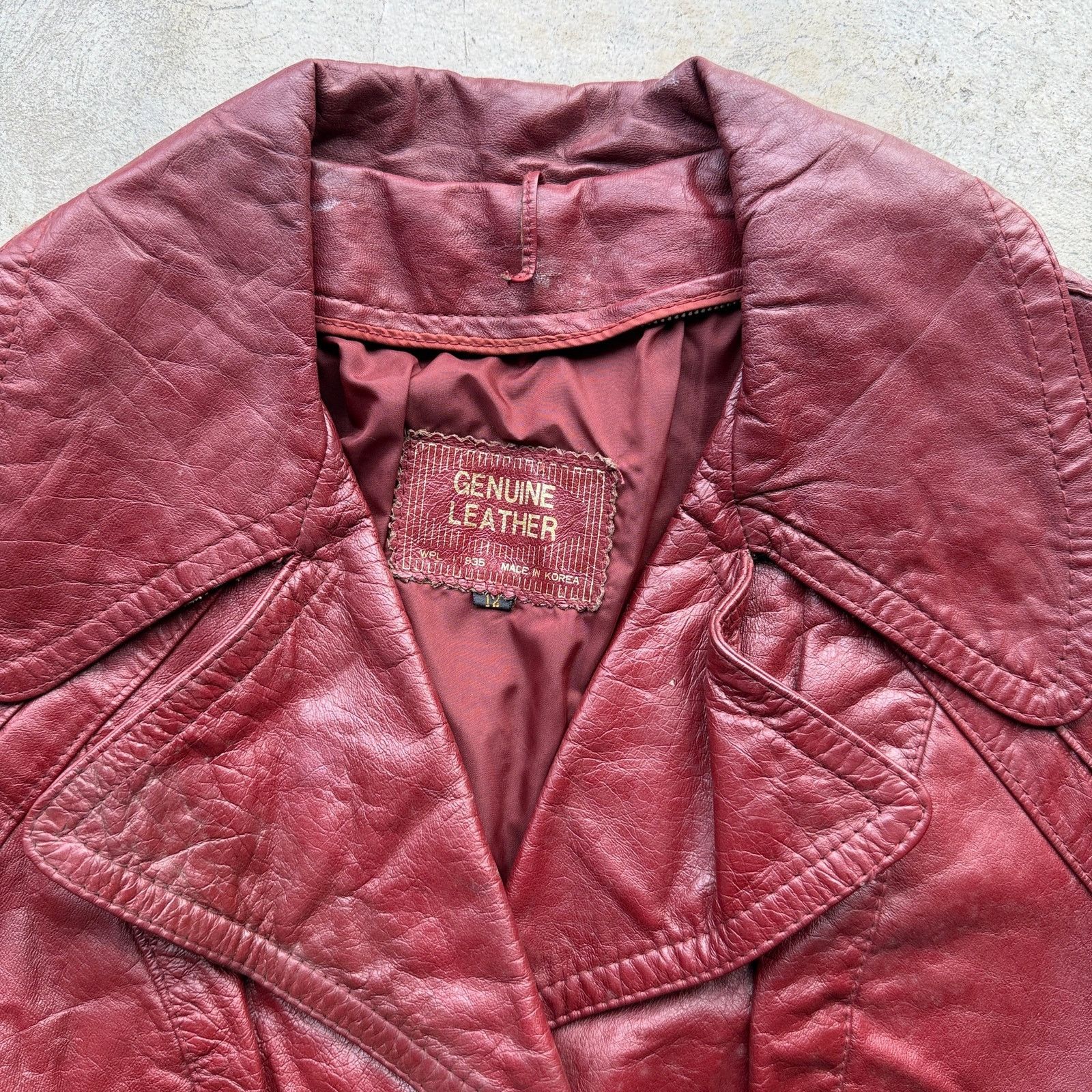 Other Vtg 80s Burgundy Genuine Leather Trench Coat Jacket Women Size XL / US 12-14 / IT 48-50 - 3 Thumbnail