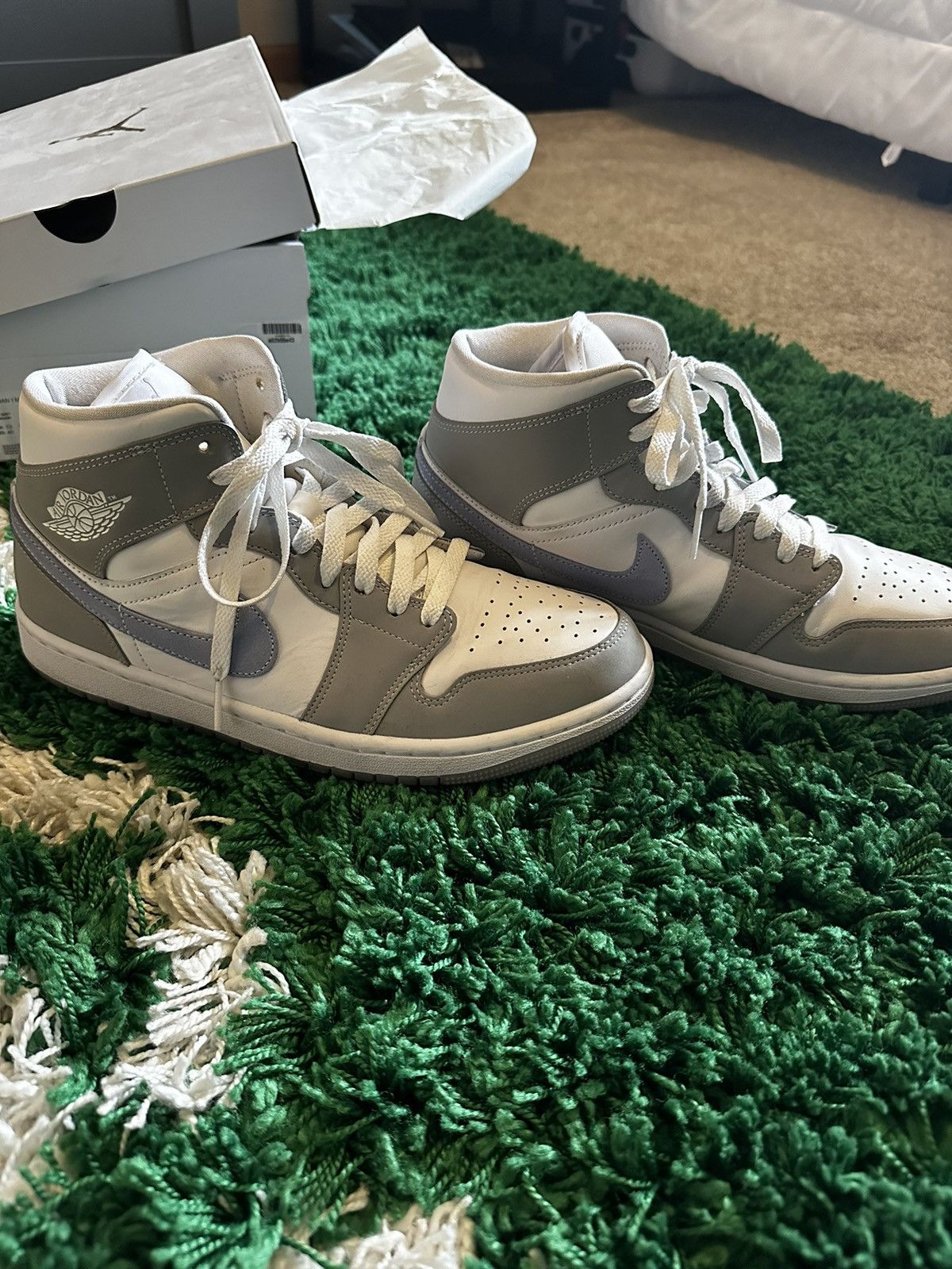 Nike Air Jordan WMNS 1 Mid ' Wolf Grey Aluminum' | Grailed