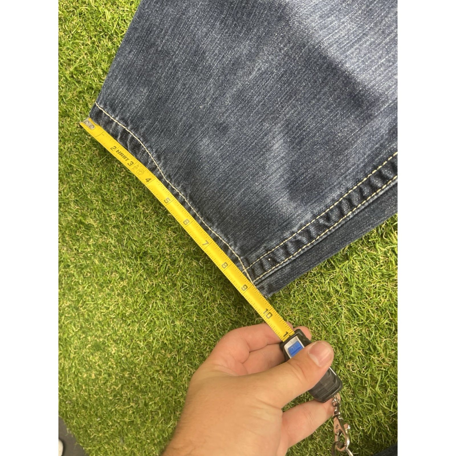 Vintage VINTAGE Miskeen Jeans Mens 42x32 Baggy Leg Black Pocket Art 90s 5-Pocket Denim Blue 90s Miskeen Originals Mens Jeans Style: Wide-Leg Size US 42 / EU 58 - 7 Thumbnail