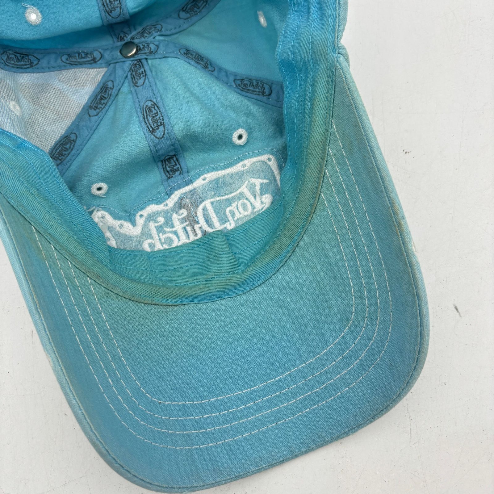 Von Dutch Von Dutch Baby Blue Distressed Cap Y2k Adjustable Hat Size ONE SIZE - 9 Thumbnail