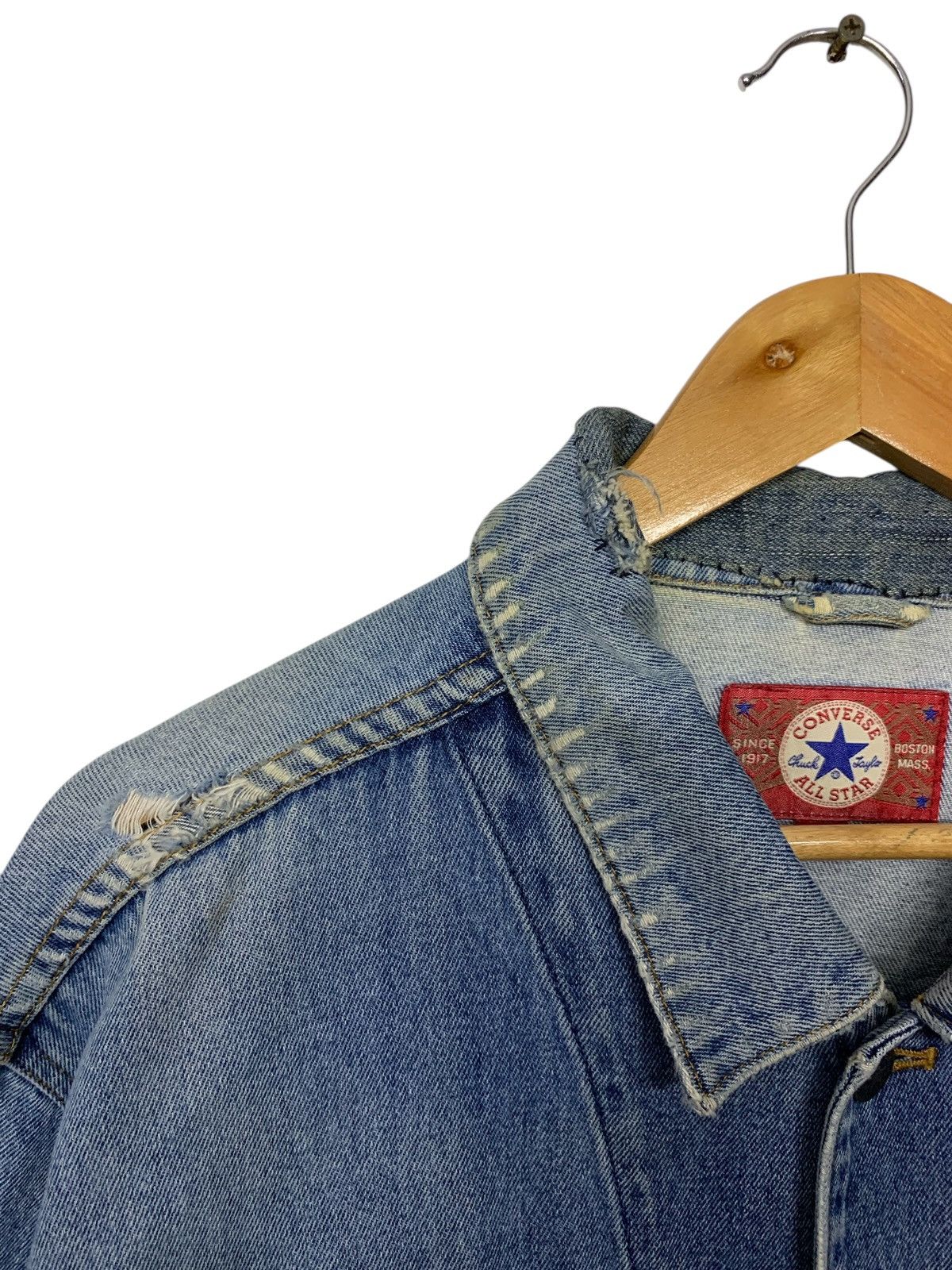 Converse × Vintage Vintage 90's Distressed Converse Jeans Jacket Size US XL / EU 56 / 4 - 6 Thumbnail