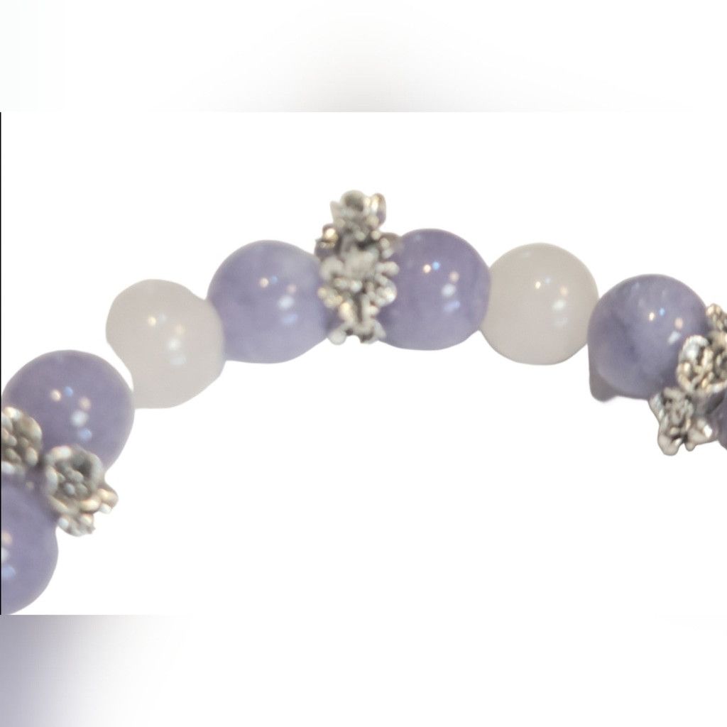 Handmade Natural Angelite & Selenite Crystal Butterflies 7" Bracelet Size ONE SIZE - 4 Thumbnail