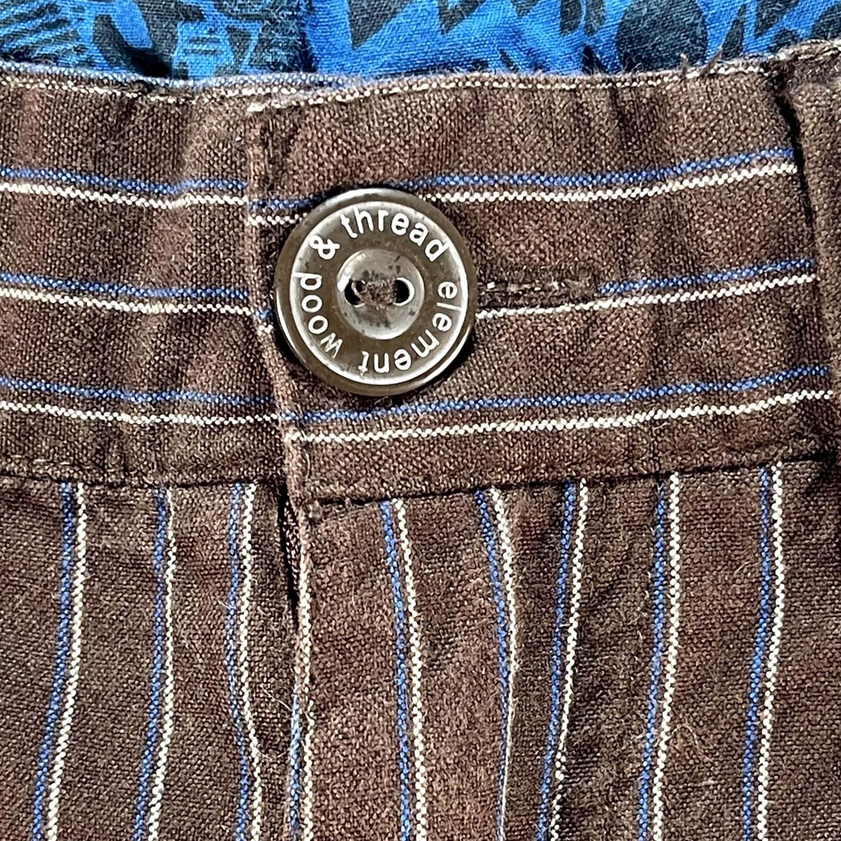 Element Element Mens Brown Pinstripe Chino Shorts 29 Flat Front 10in Inseam Casual Pocketed M263DAD Size US 29 - 3 Thumbnail