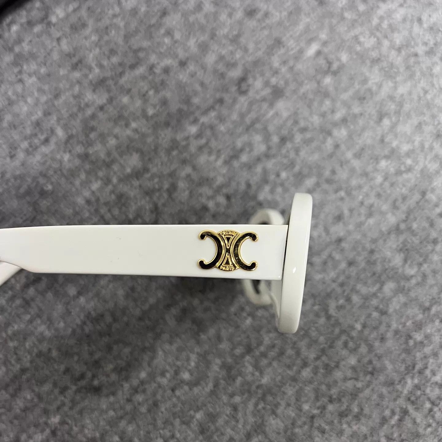 Celine Celine white frame sunglasses gold Triomphe logo mint Size ONE SIZE - 3 Thumbnail
