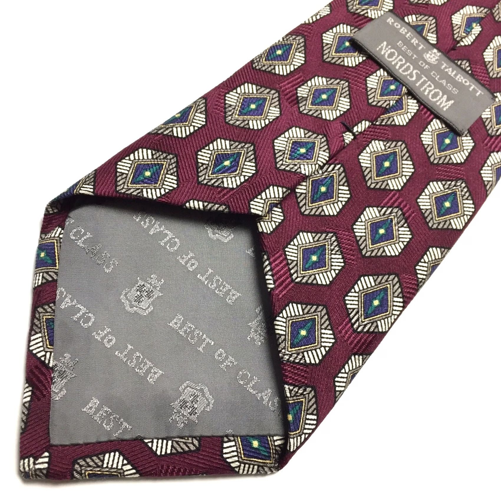 Robert Talbott Robert Talbott Best Of Class Necktie Burgundy Red Geometric Silk Hand Sewn Tie Men 56" 4" Wide Classic 100% Silk Size ONE SIZE - 3 Thumbnail