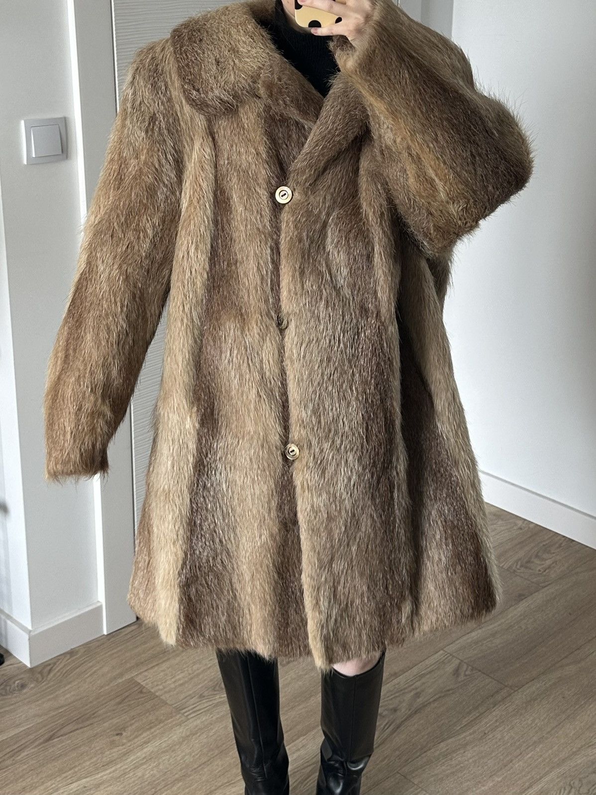 Vintage Real Genuine Y2k Vintage Midi Retro Fur Winter Coat Size L / US 10 / IT 46 - 3 Thumbnail