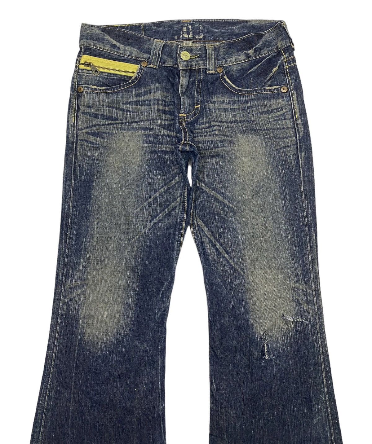 Edwin FLARED🔥EDWIN 503 BLUE TRIP DISTRESSED FLARE DENIM JEANS Size US 31 - 5 Thumbnail