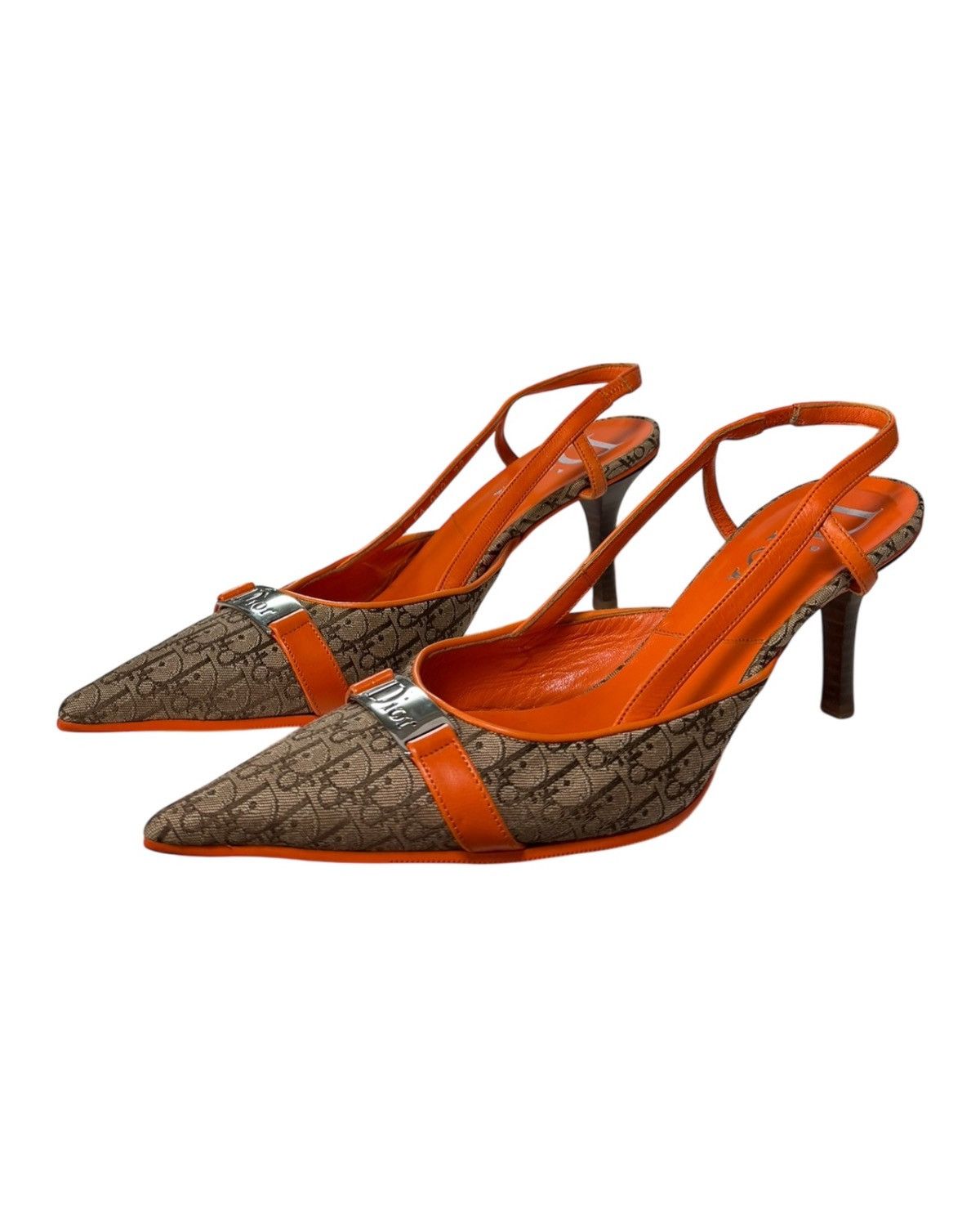 Dior CHRISTIAN DIOR 2005 Trotter Slingback Pumps with Logo Plate Size US 8 / IT 38 - 1 Thumbnail